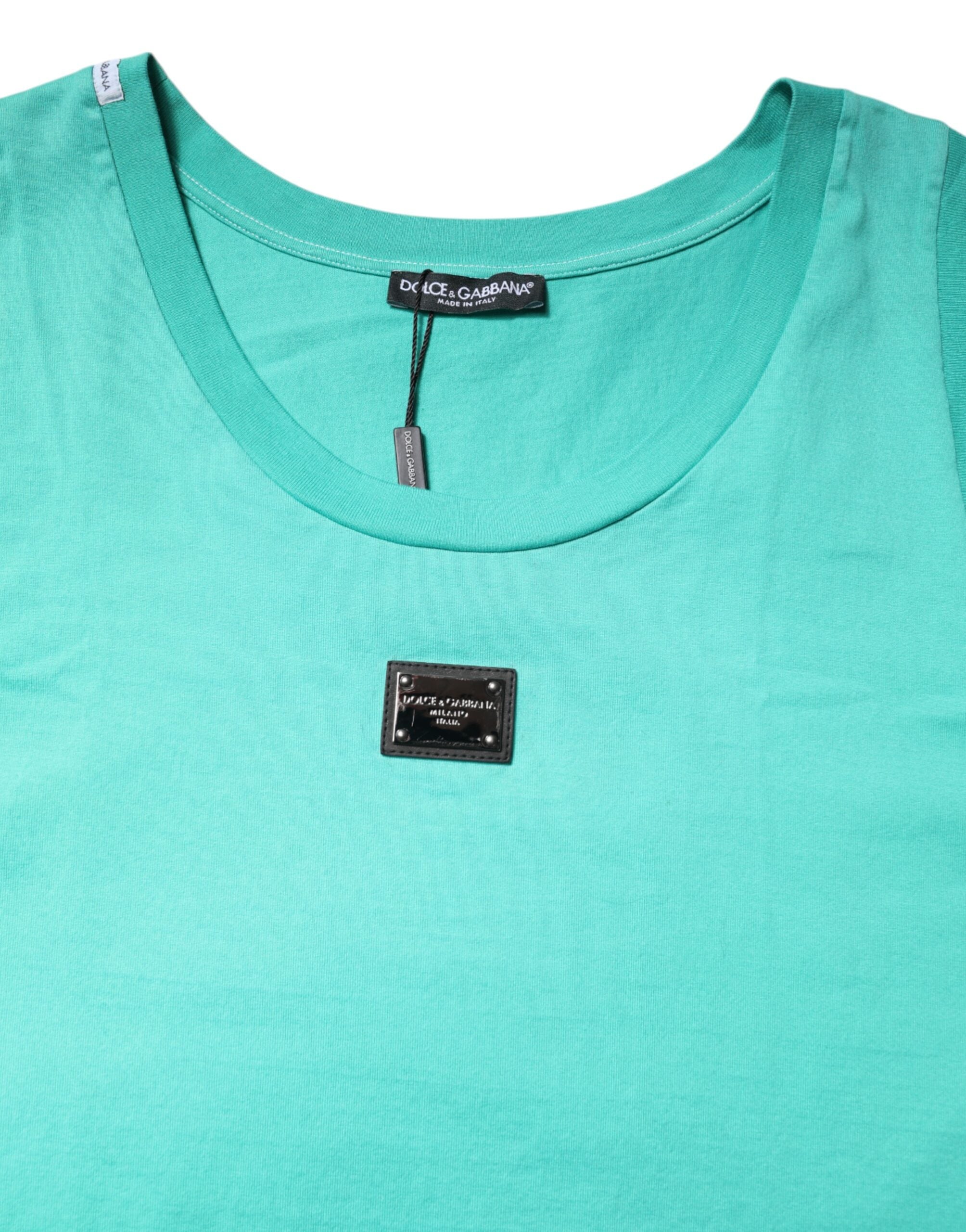 Dolce & Gabbana Green Sleeveless Logo Round Neck Men's T-shirt