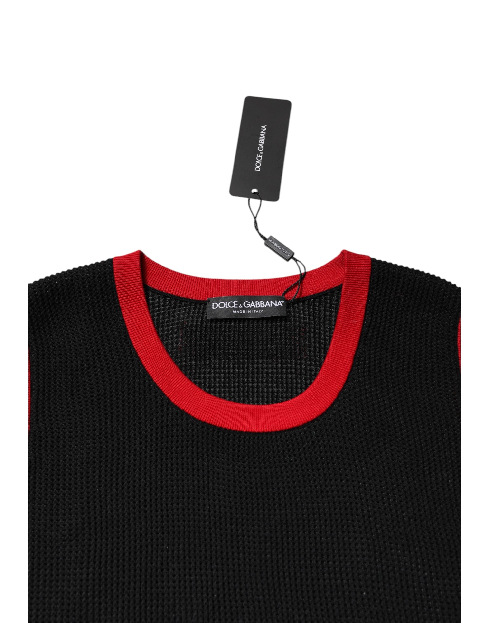 Dolce & Gabbana Black Cotton Slim Fit Round Neck Men's T-shirt