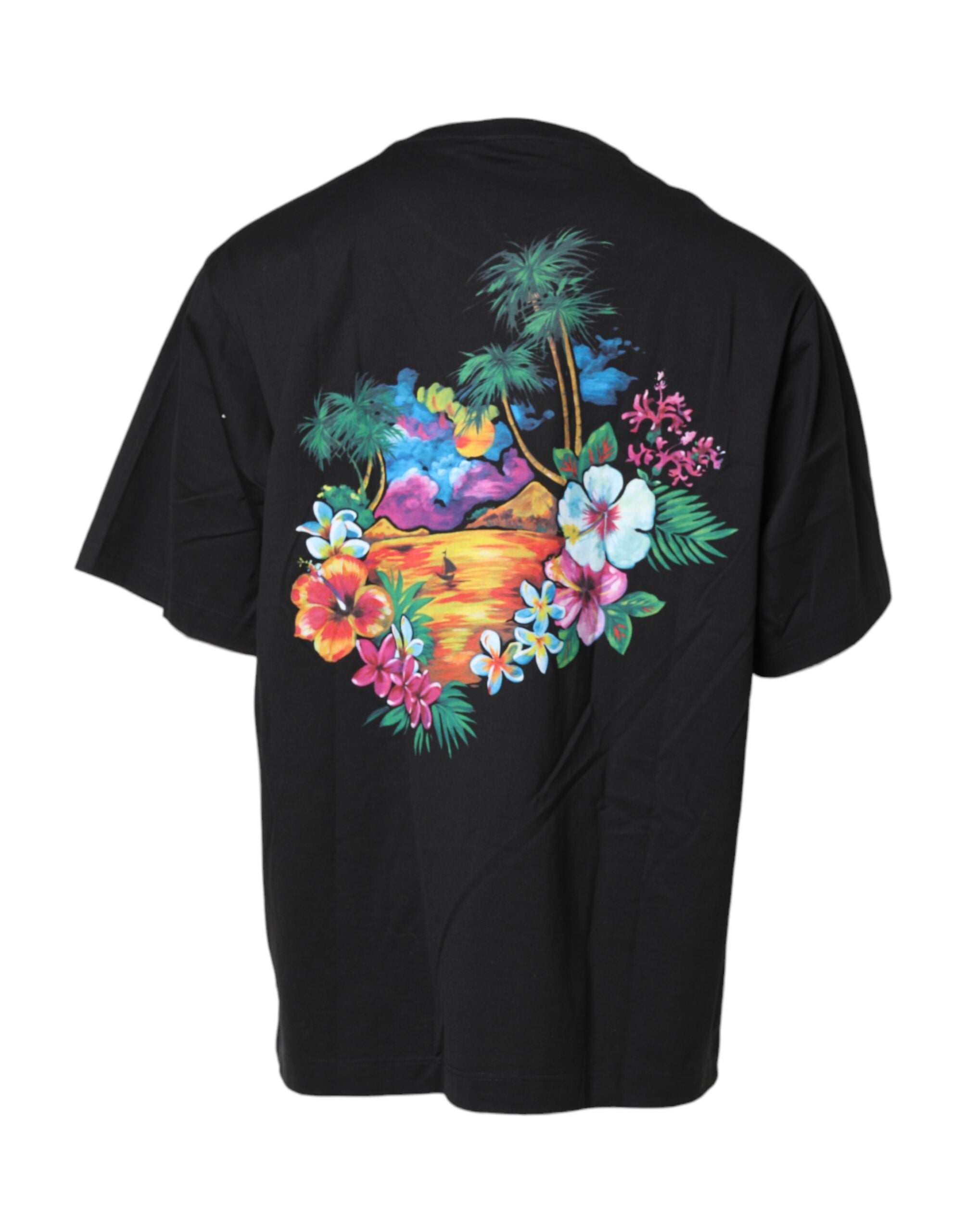 Dolce & Gabbana Black DG Floral Print Crew Neck Men's T-shirt