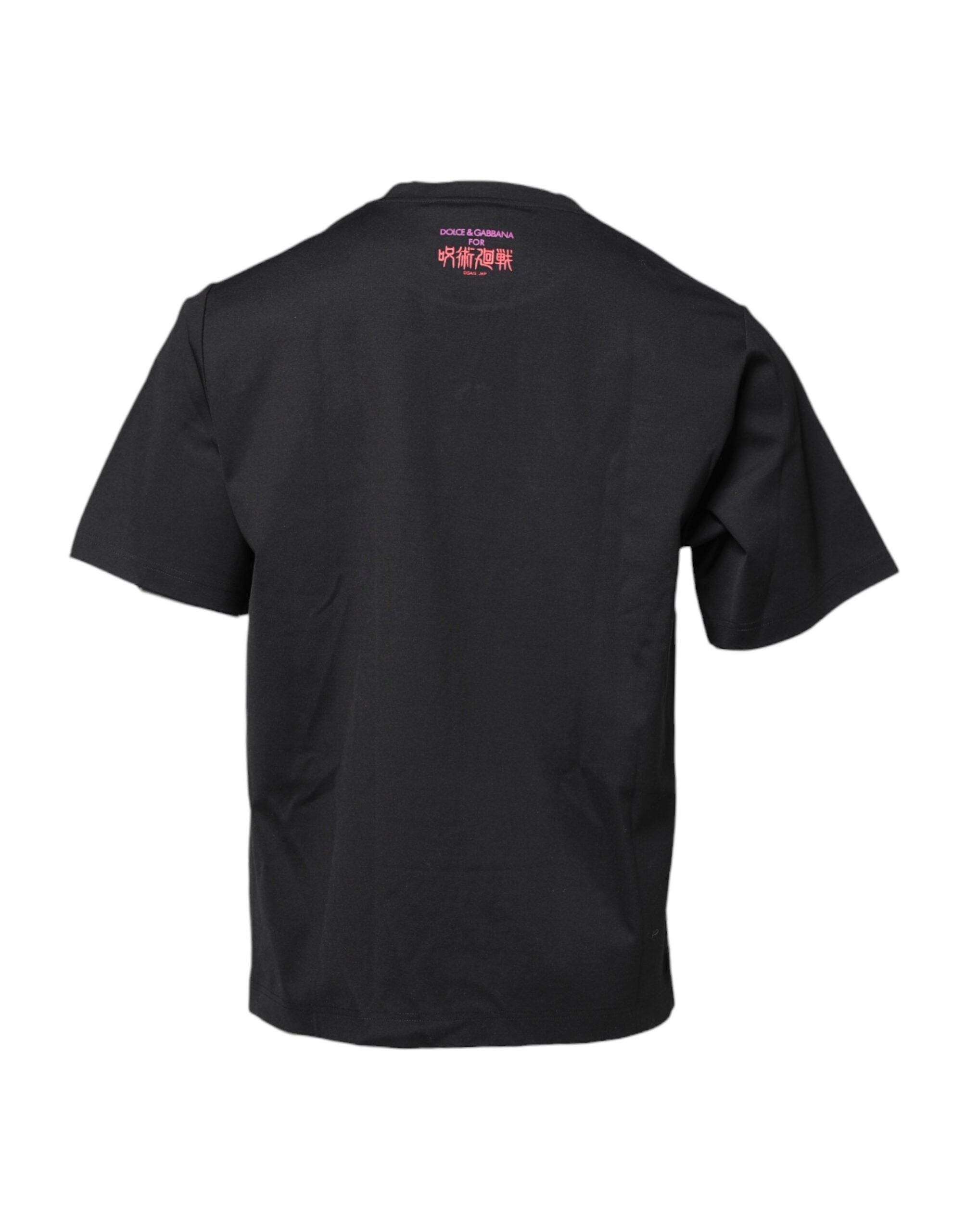 Dolce & Gabbana Black Cotton Graphic Print Crew Neck Men's T-shirt