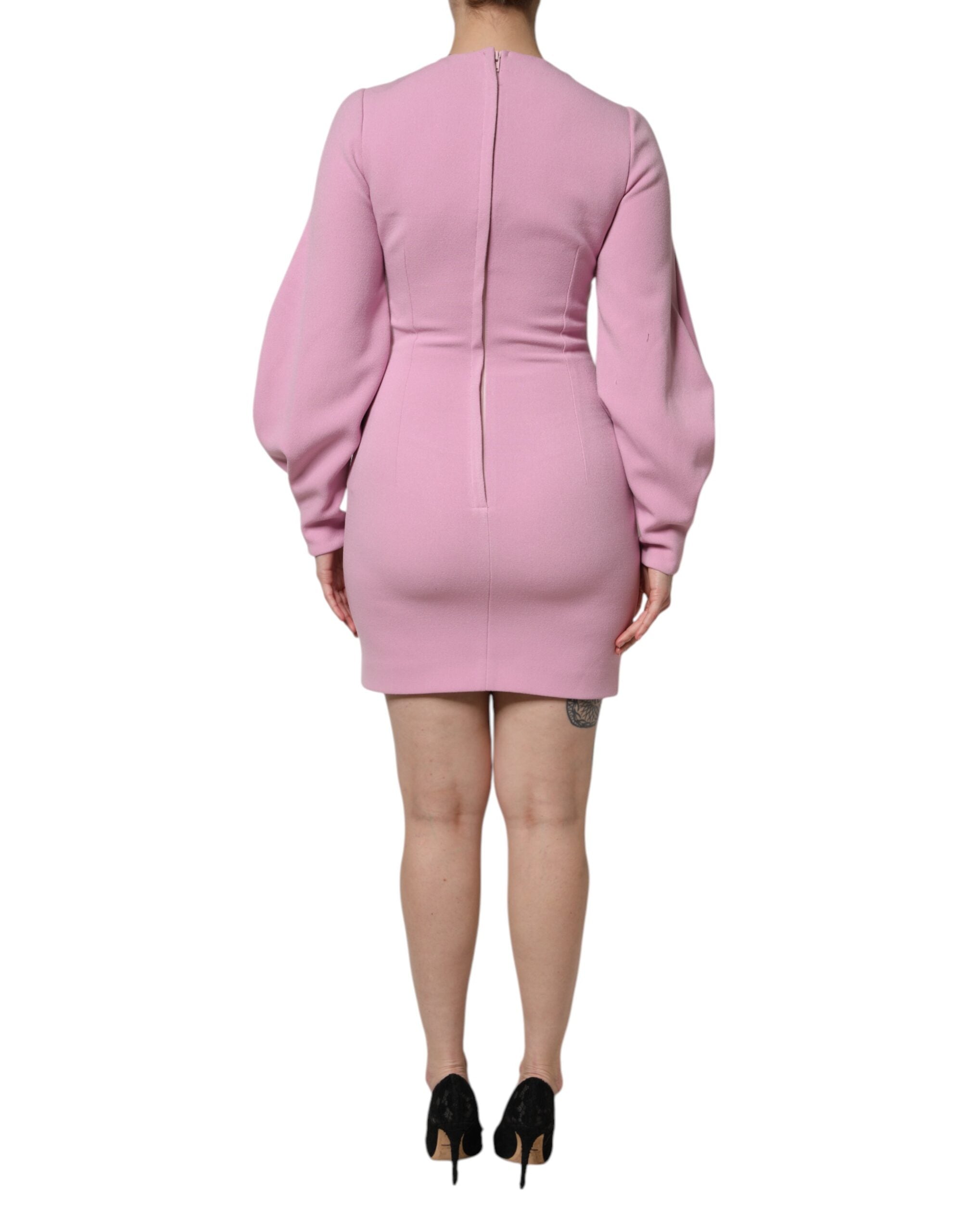 Dolce & Gabbana Pink Polyester Long Sleeves Sheath Mini Women's Dress (Pre-Owned)