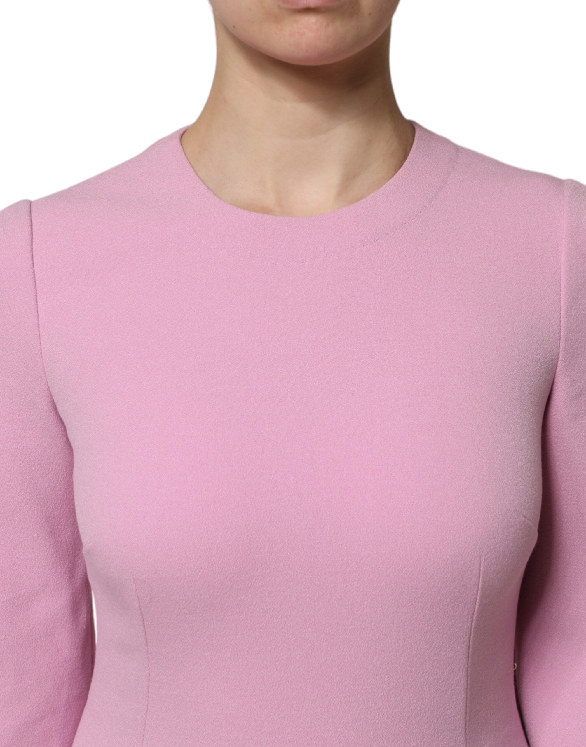Dolce & Gabbana Pink Polyester Long Sleeves Sheath Mini Women's Dress (Pre-Owned)