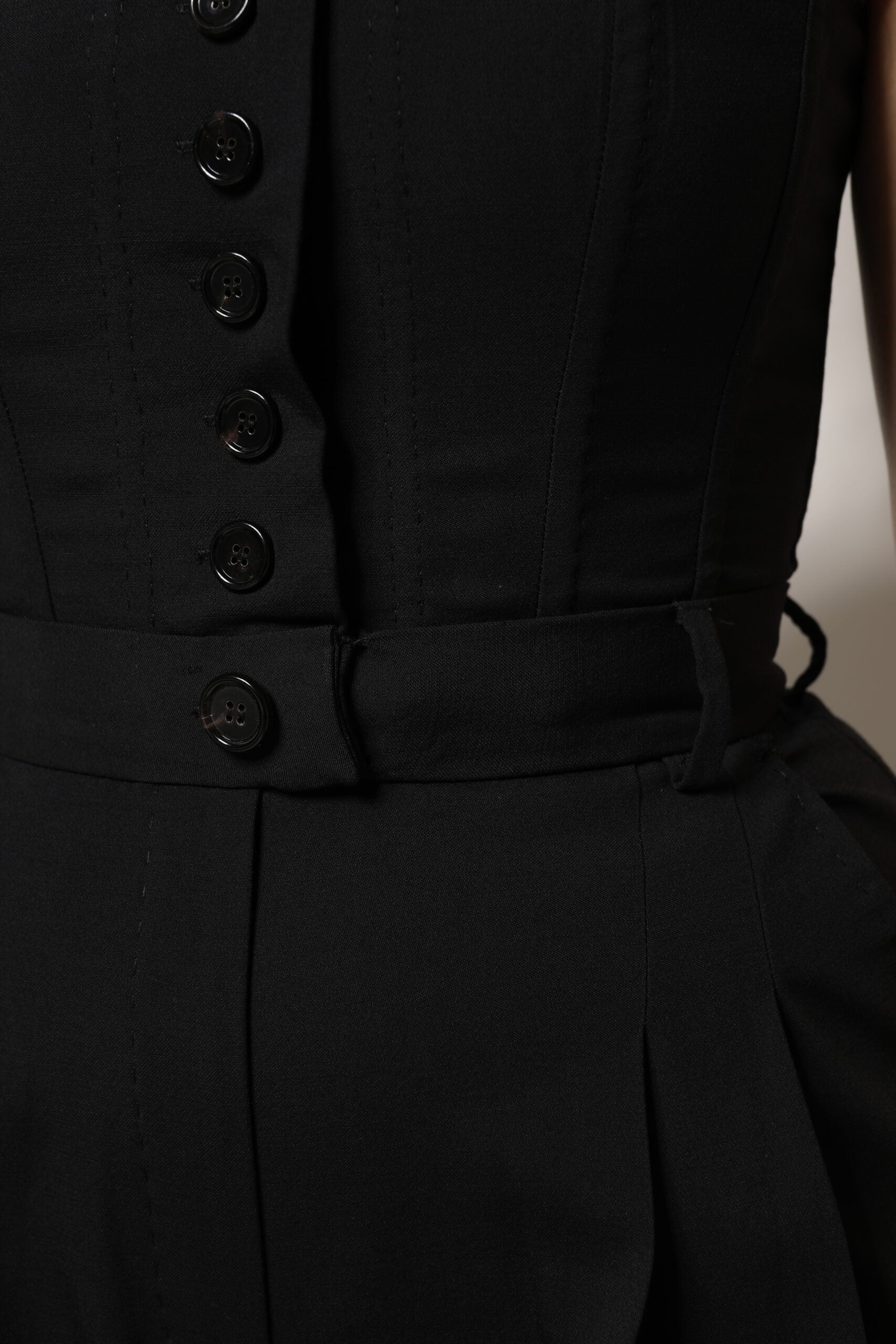 Dolce & Gabbana Black Wool Strapless Romper Jumpsuit Women's Dress