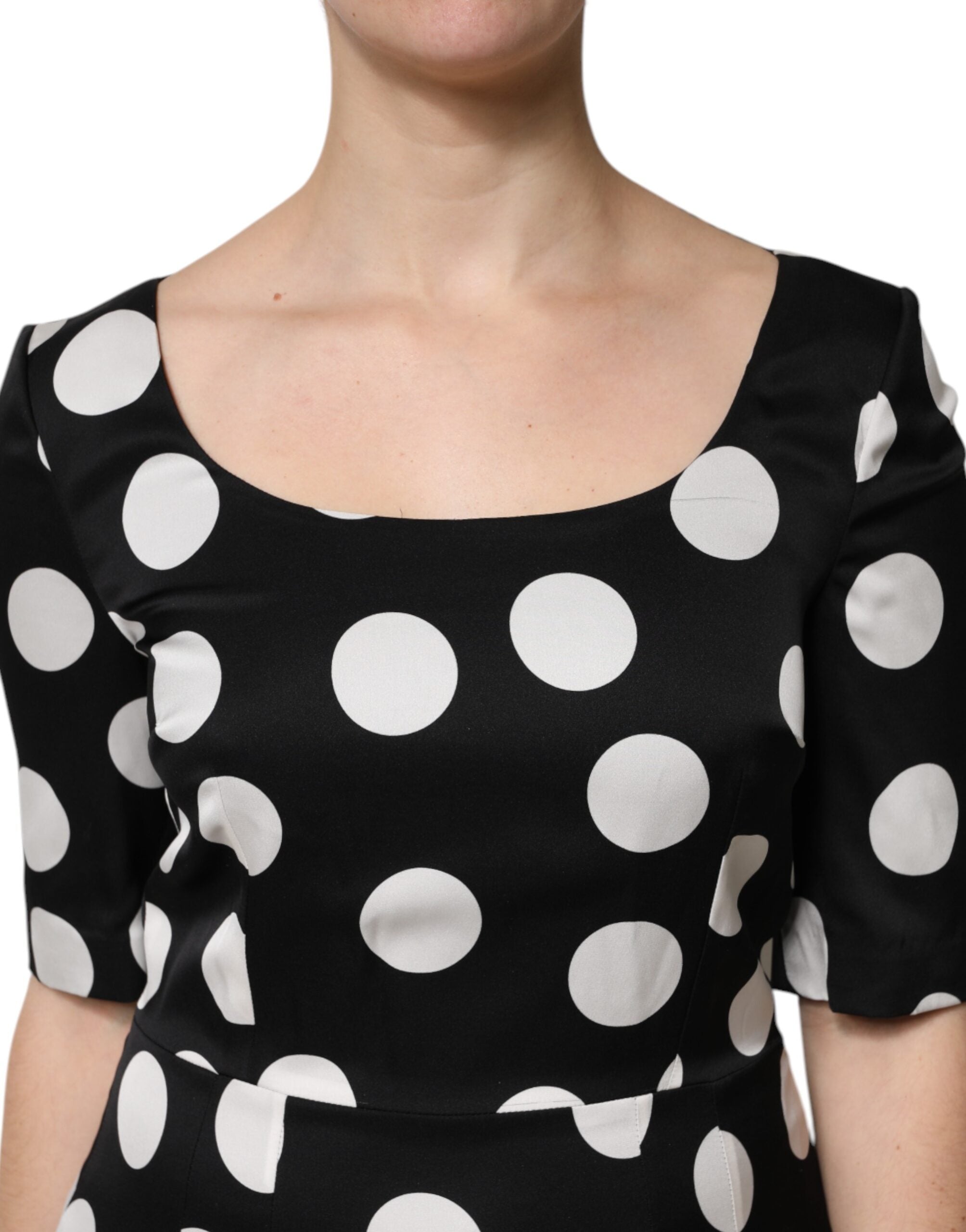 Dolce & Gabbana Black White Polka Dot Sheath Midi Women's Dress (Pre-Owned)