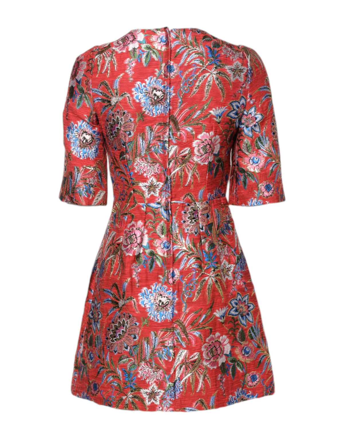 Dolce & Gabbana Red Floral Jacquard A-line Mini Women's Dress