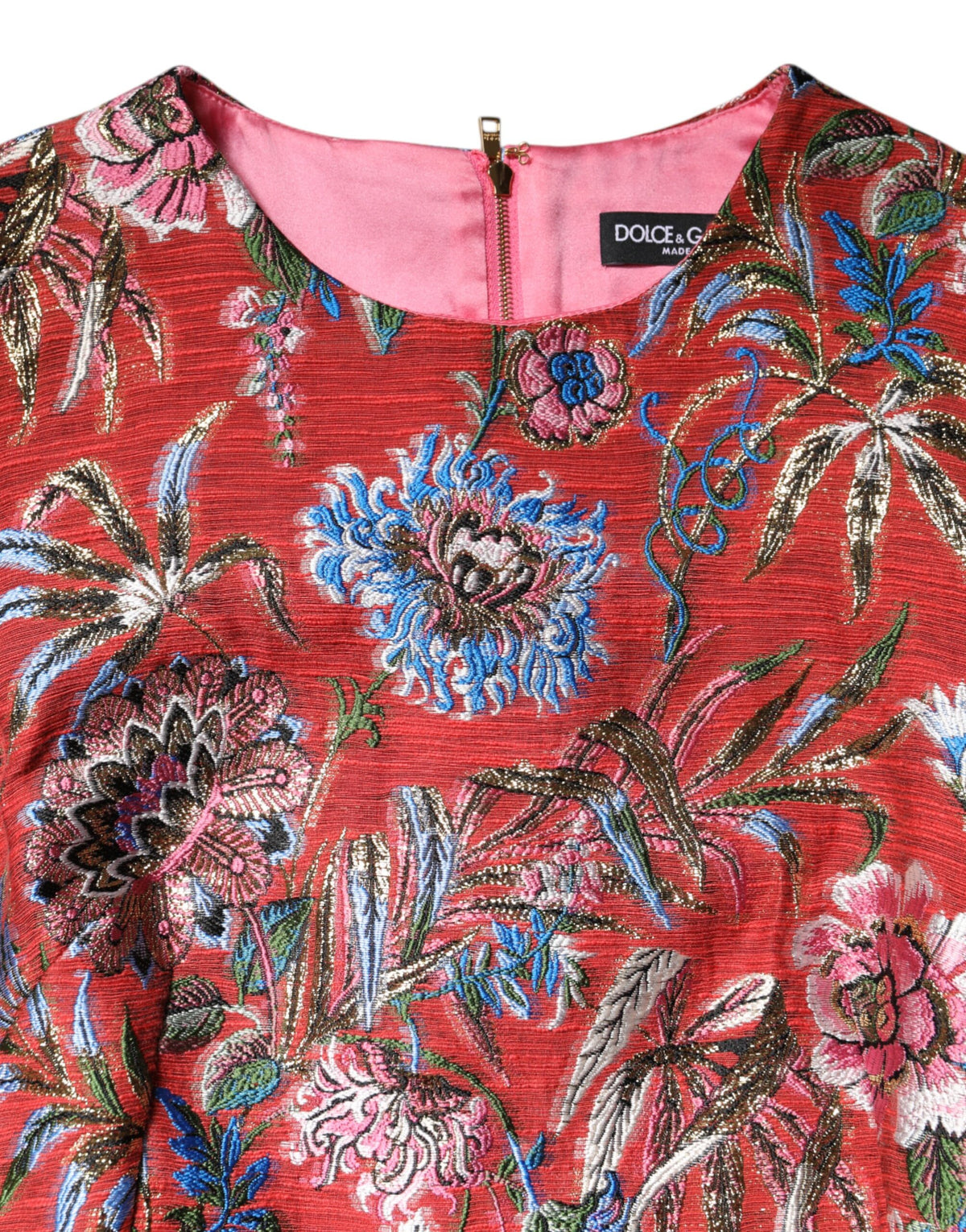 Dolce & Gabbana Red Floral Jacquard A-line Mini Women's Dress