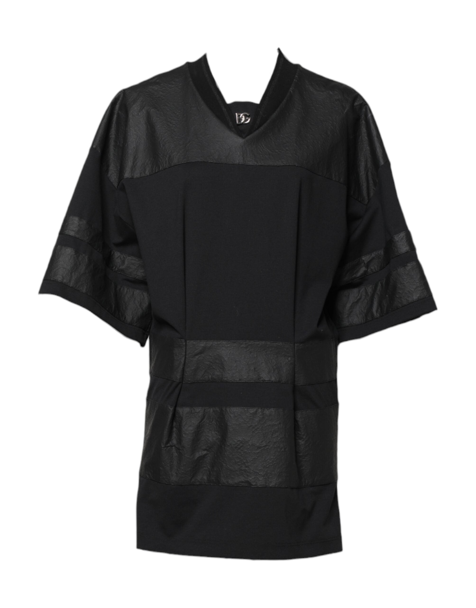 Dolce & Gabbana Black Cotton Short Sleeves V-neck Women's T-shirt
