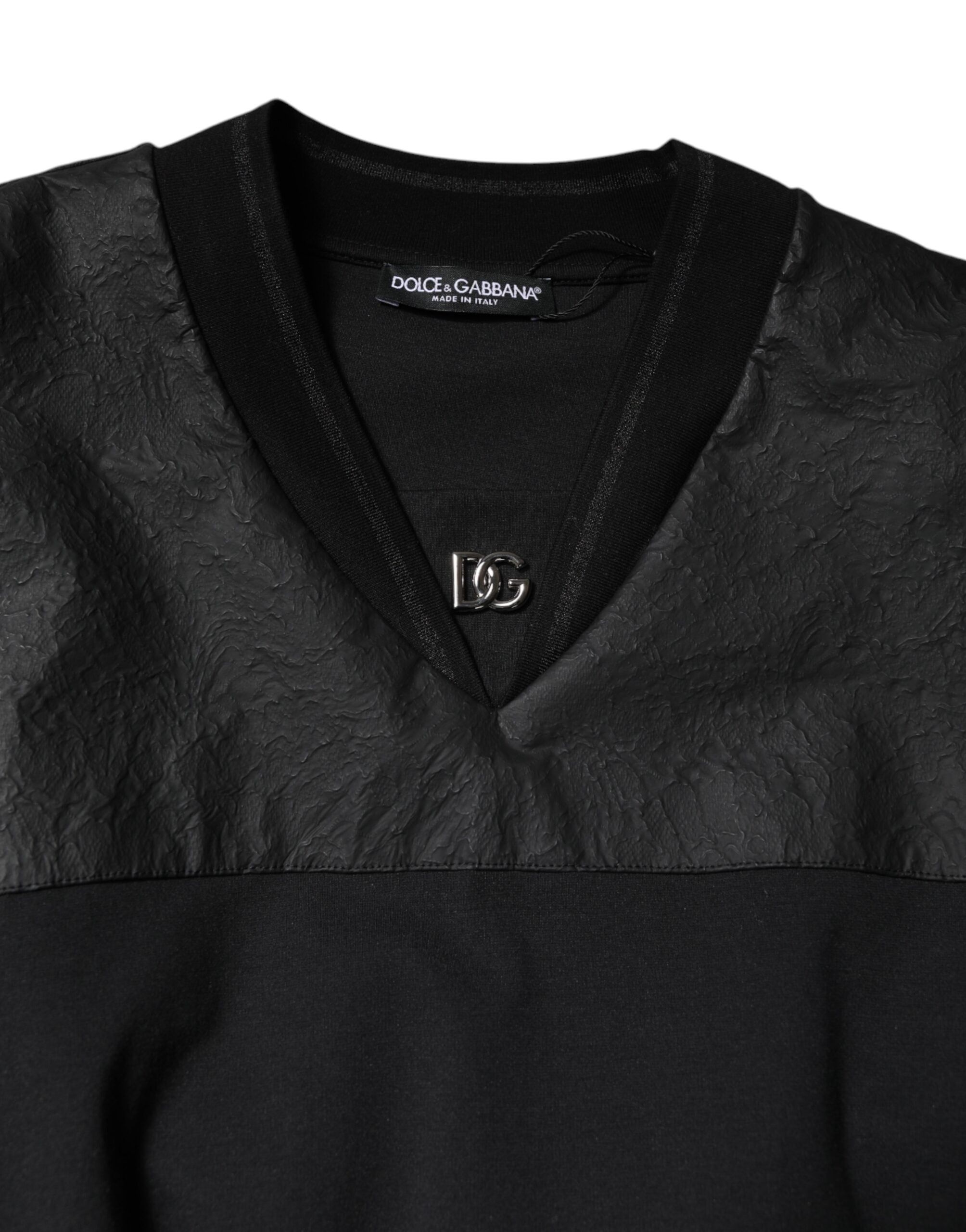 Dolce & Gabbana Black Cotton Short Sleeves V-neck Women's T-shirt