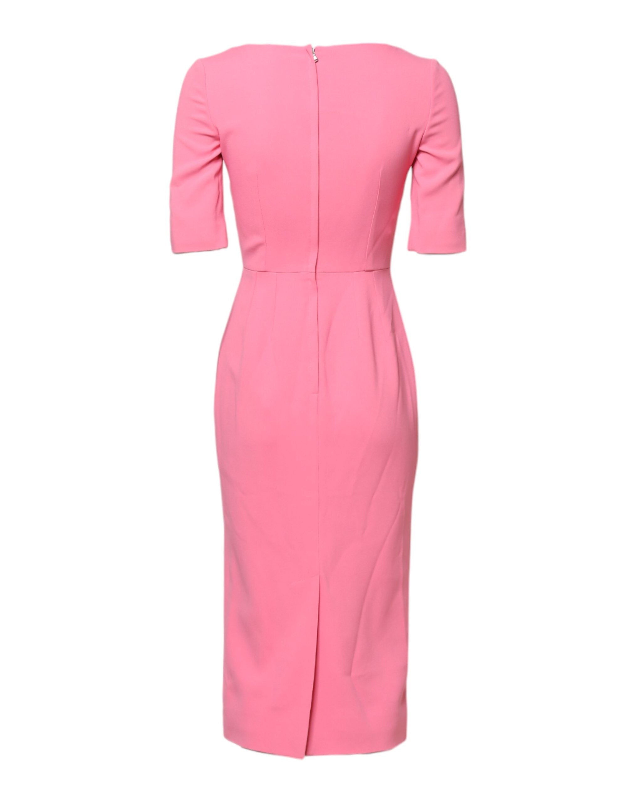 Dolce & Gabbana Pink Viscose Short Sleeve Sheath Midi Women's Dress