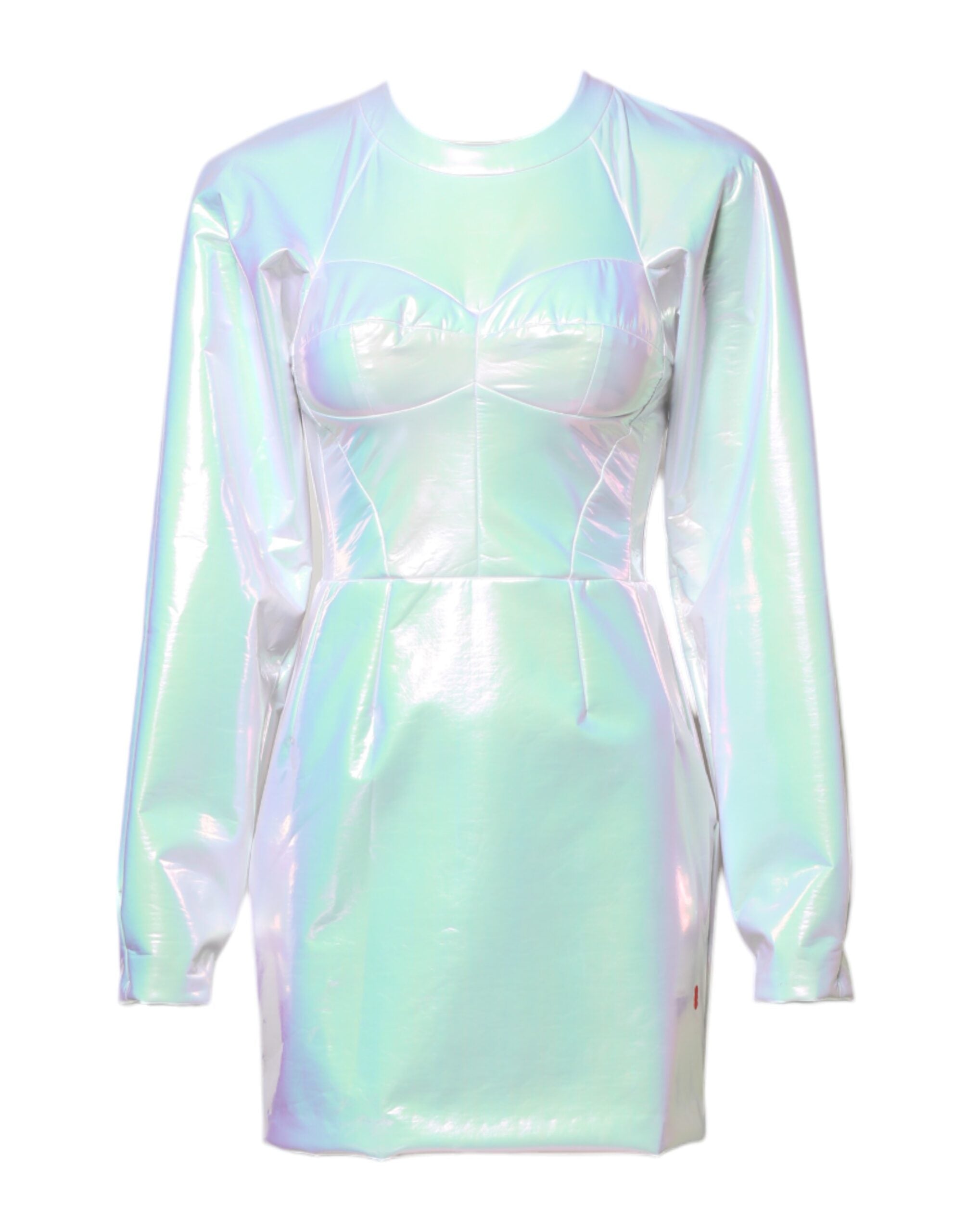 Dolce & Gabbana White Long Sleeves Bodycon Sheath Mini Women's Dress (Pre-Owned)