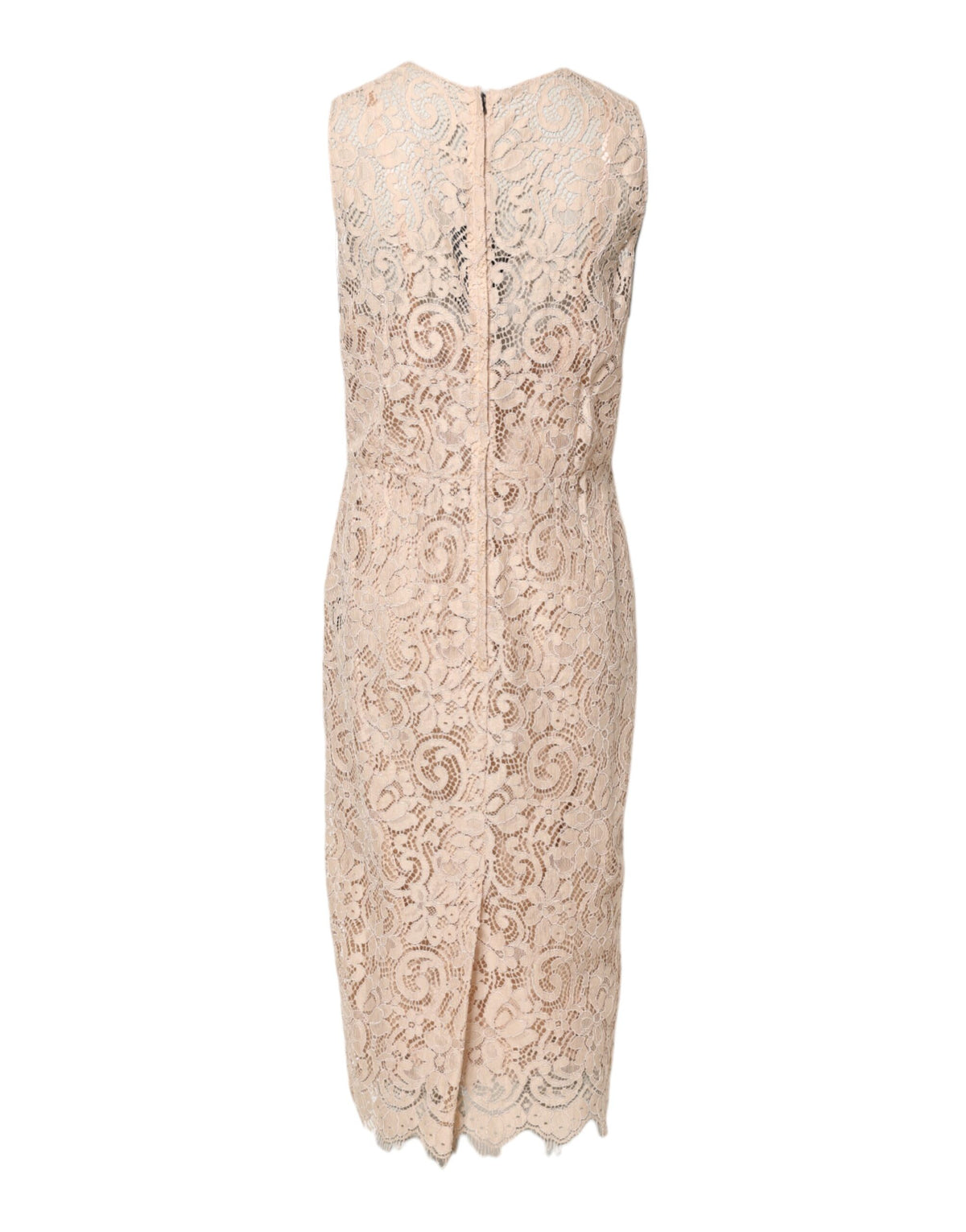 Dolce & Gabbana Beige Floral Lace Sleeveless Sheath Women's Dress (Pre-Owned)