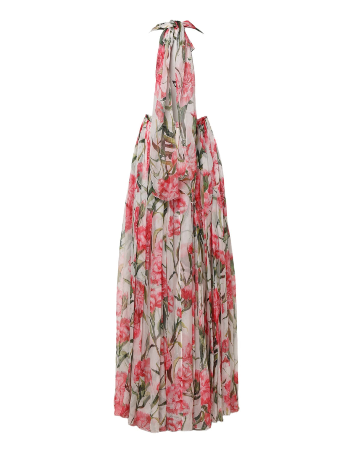 Dolce & Gabbana White Floral Silk Halter A-line Maxi Women's Dress (Pre-Owned)