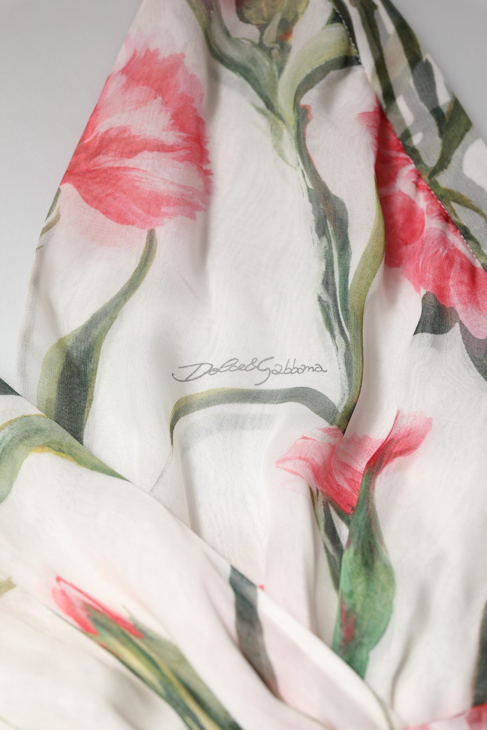 Dolce & Gabbana White Floral Silk Halter A-line Maxi Women's Dress (Pre-Owned)