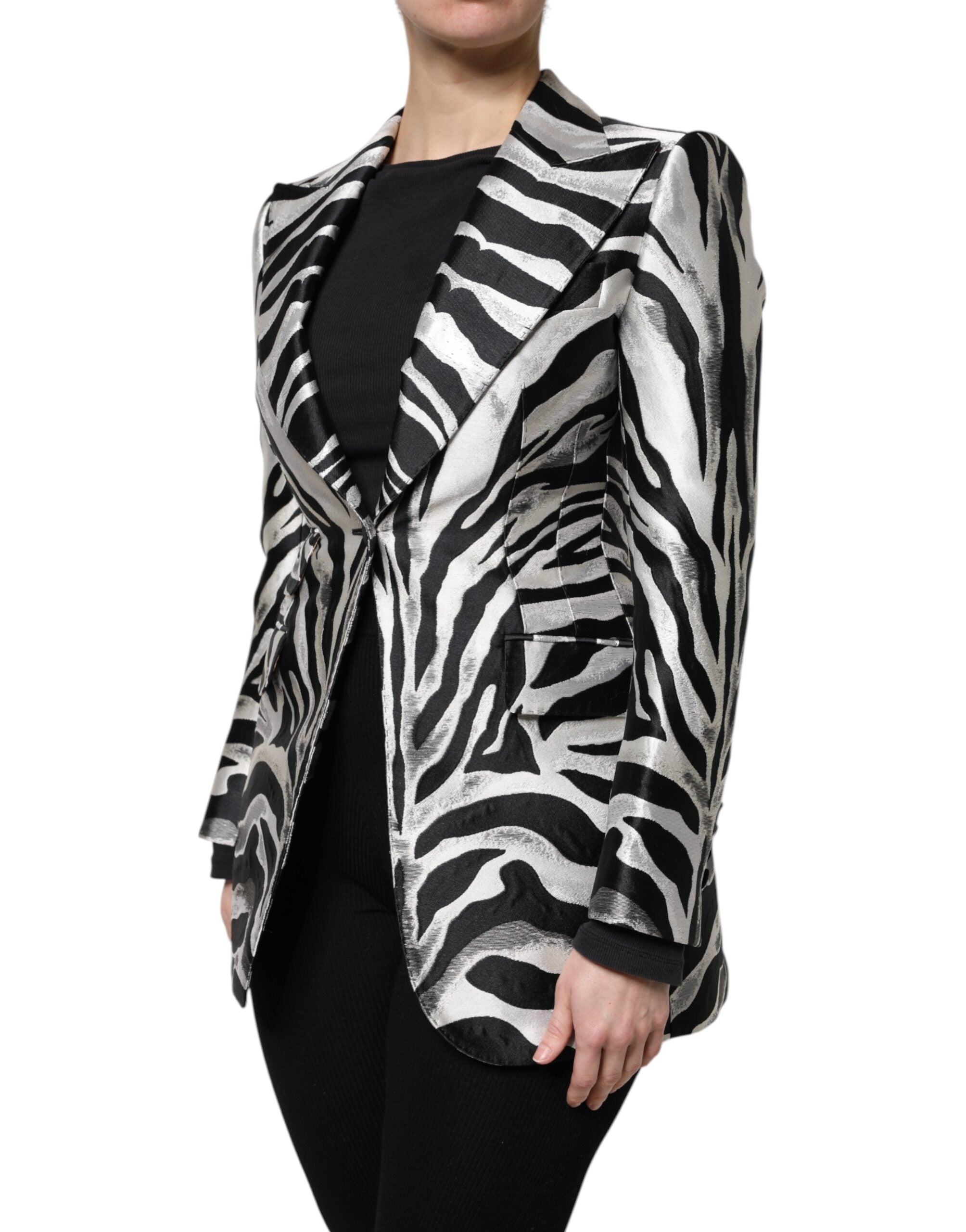 Dolce & Gabbana Black Silver Polyester Women Blazer Women's Jacket