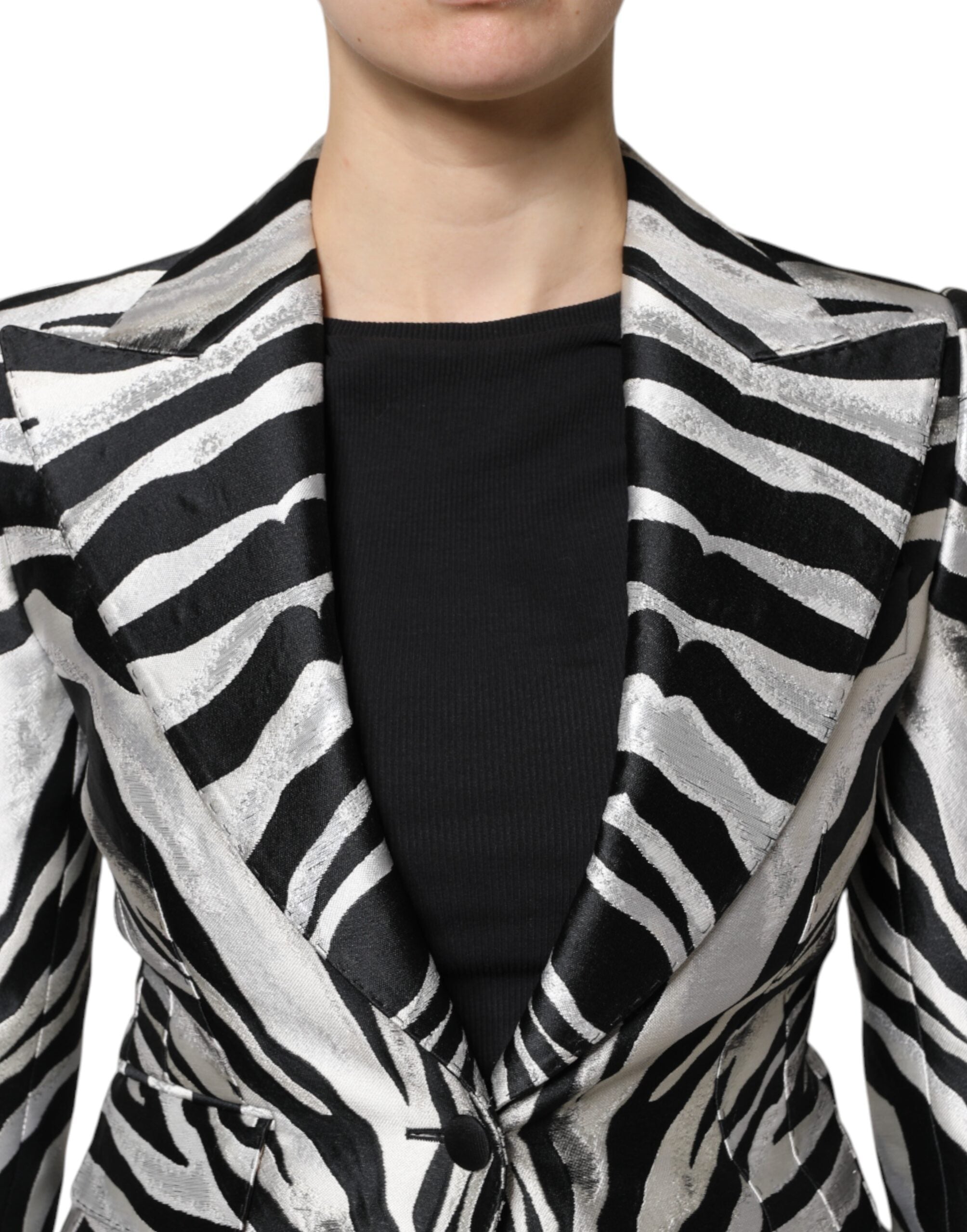 Dolce & Gabbana Black Silver Polyester Women Blazer Women's Jacket