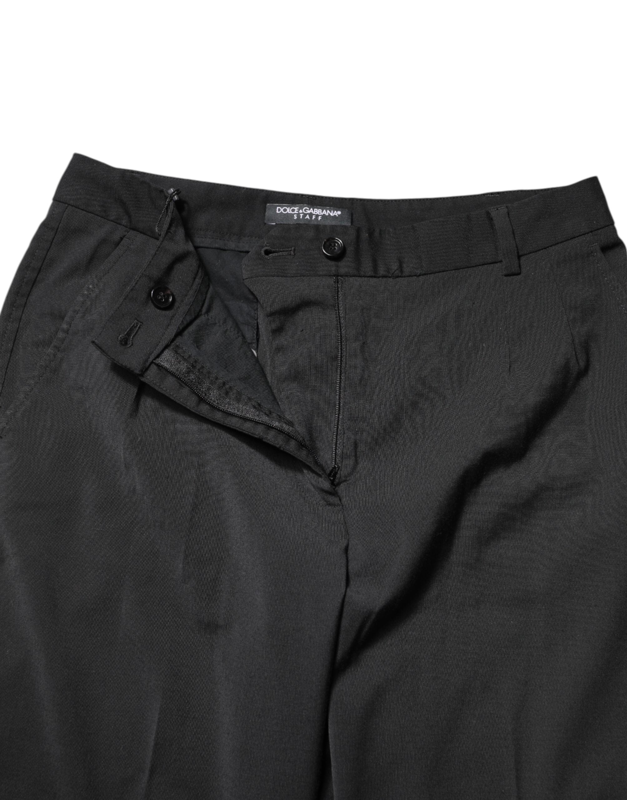 Dolce & Gabbana Black Polyester High Waist Slim Women's Pants (Pre-Owned)