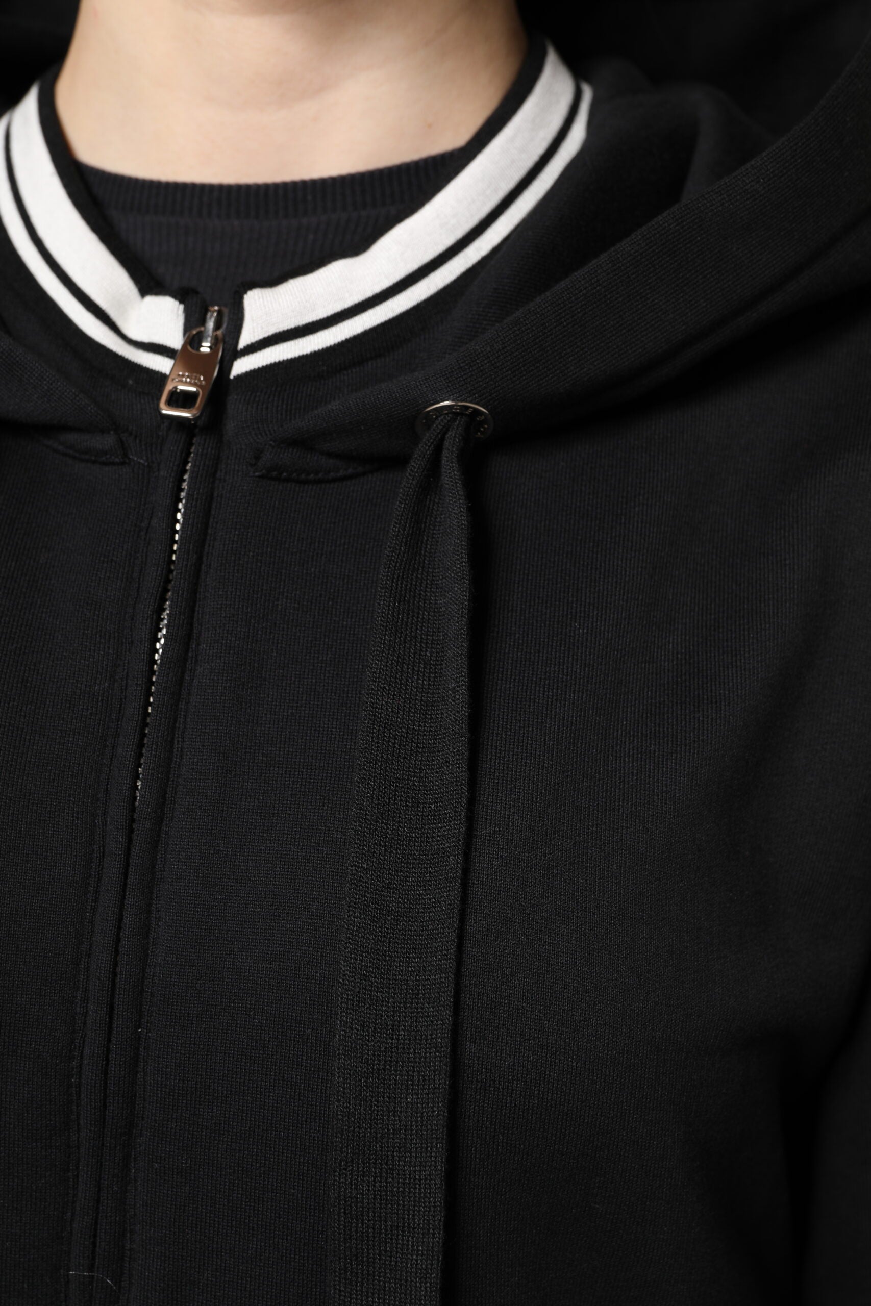 Dolce & Gabbana Black Cotton Hooded Full Zip Sweatshirt Women's Sweater