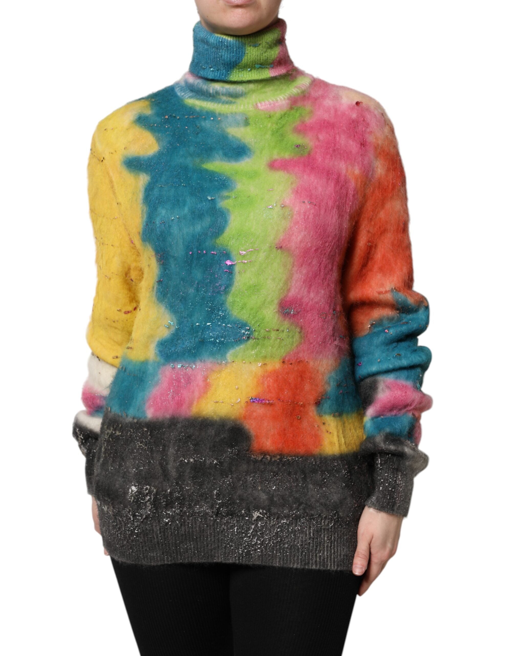 Dolce & Gabbana Multicolor Mohair Turtleneck Pullover Women's Sweater