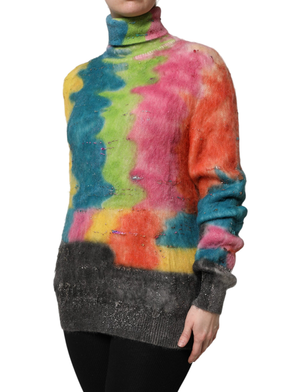 Dolce & Gabbana Multicolor Mohair Turtleneck Pullover Women's Sweater