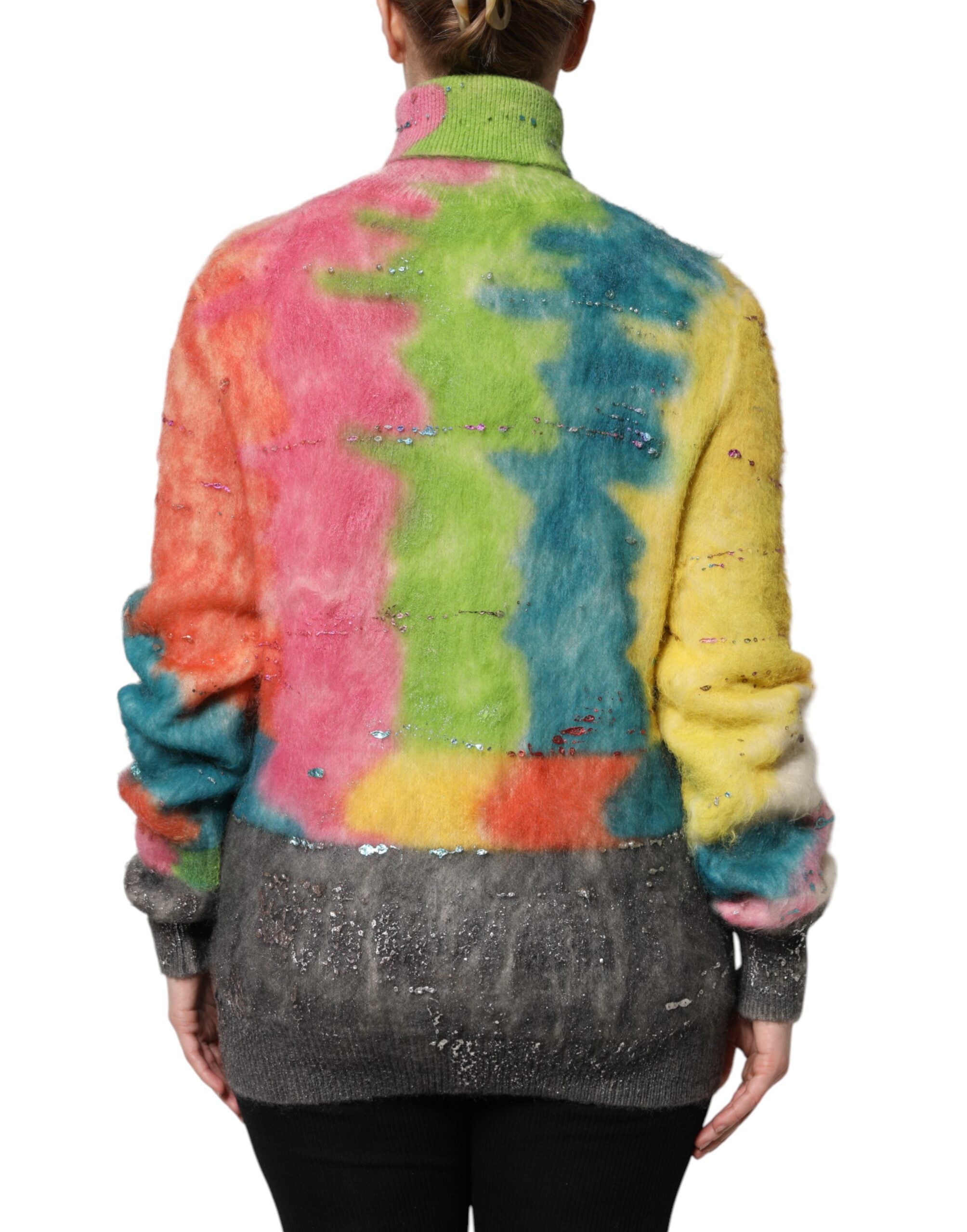 Dolce & Gabbana Multicolor Mohair Turtleneck Pullover Women's Sweater