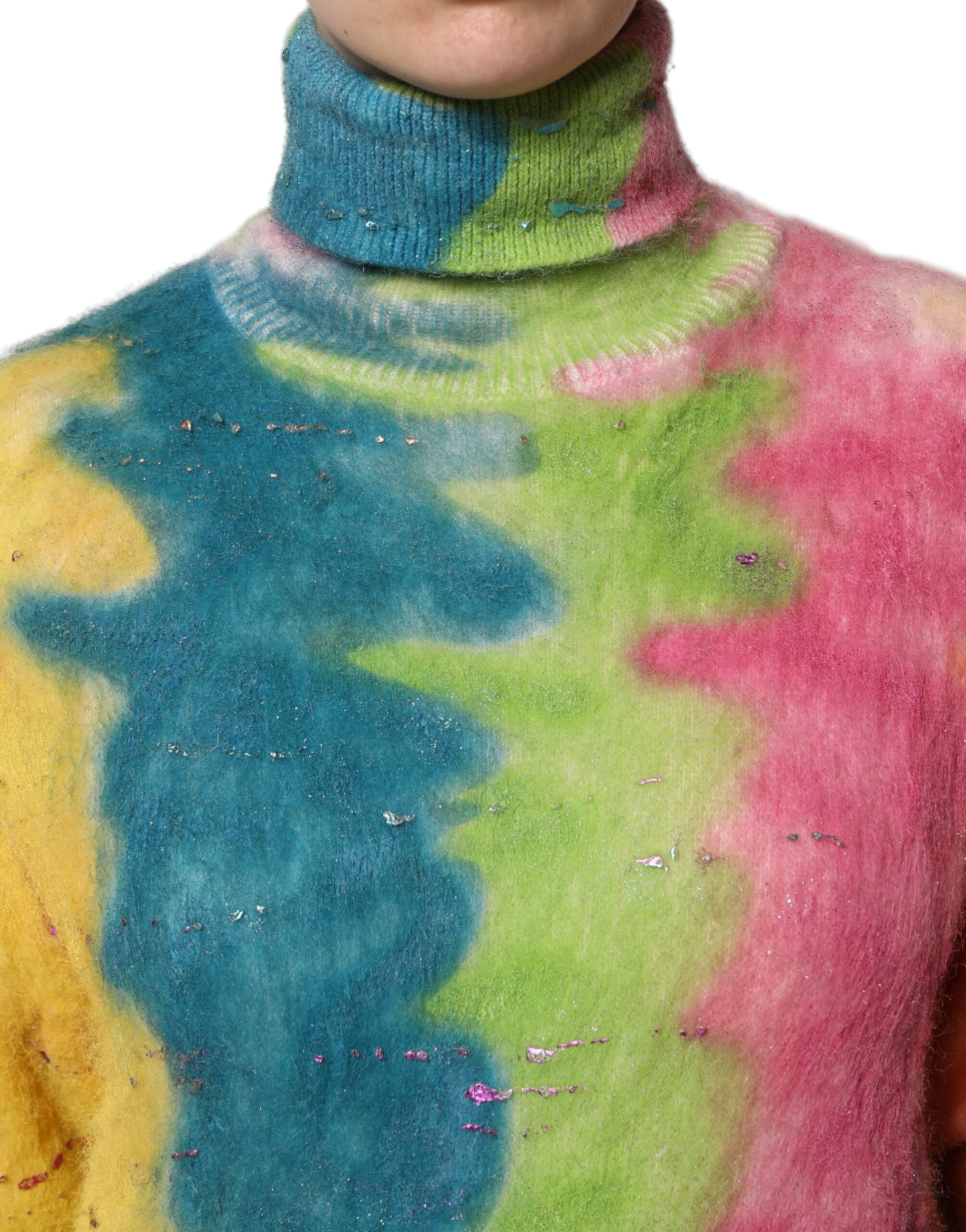 Dolce & Gabbana Multicolor Mohair Turtleneck Pullover Women's Sweater