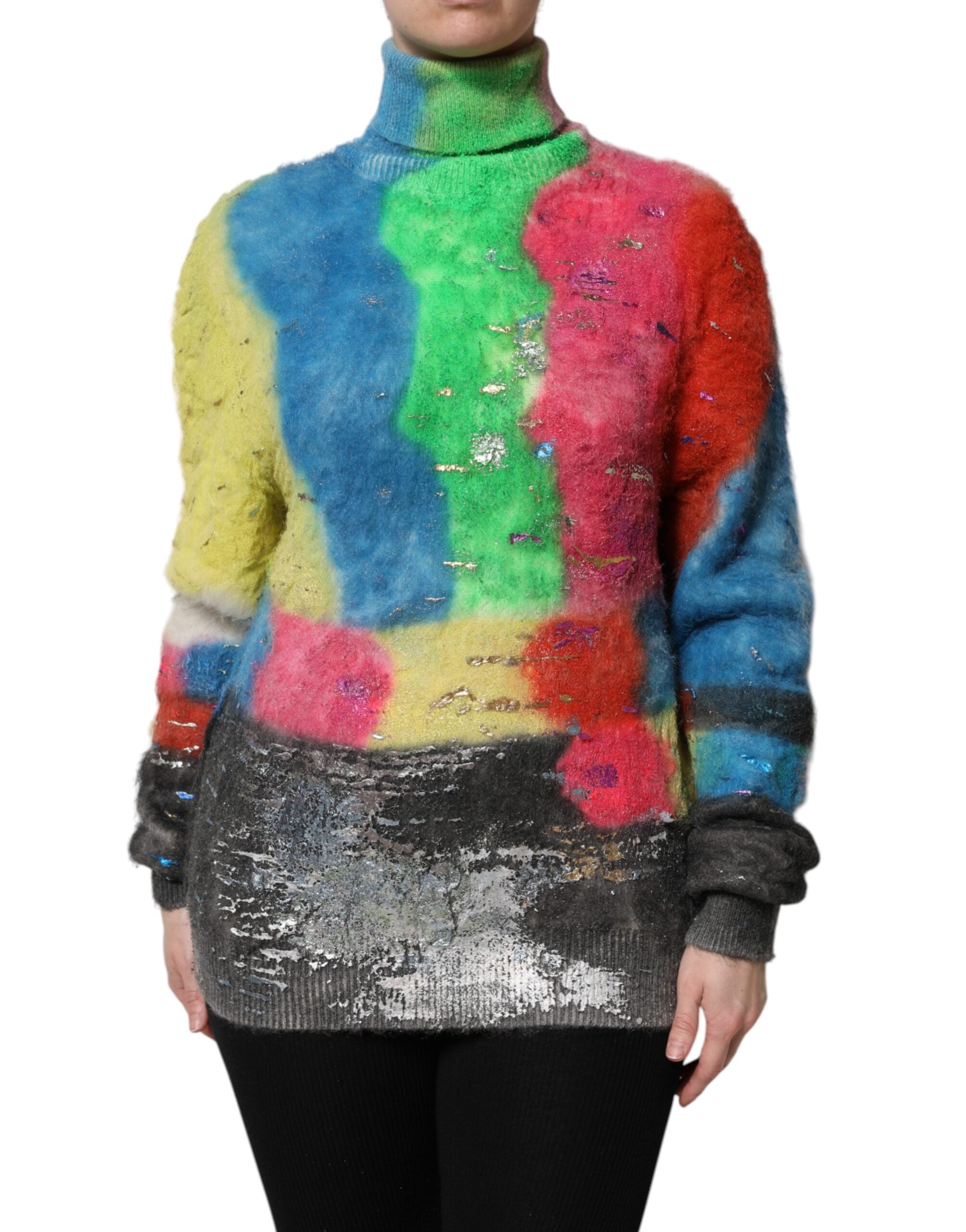 Dolce & Gabbana Multicolor Mohair Turtleneck Pullover Women's Sweater