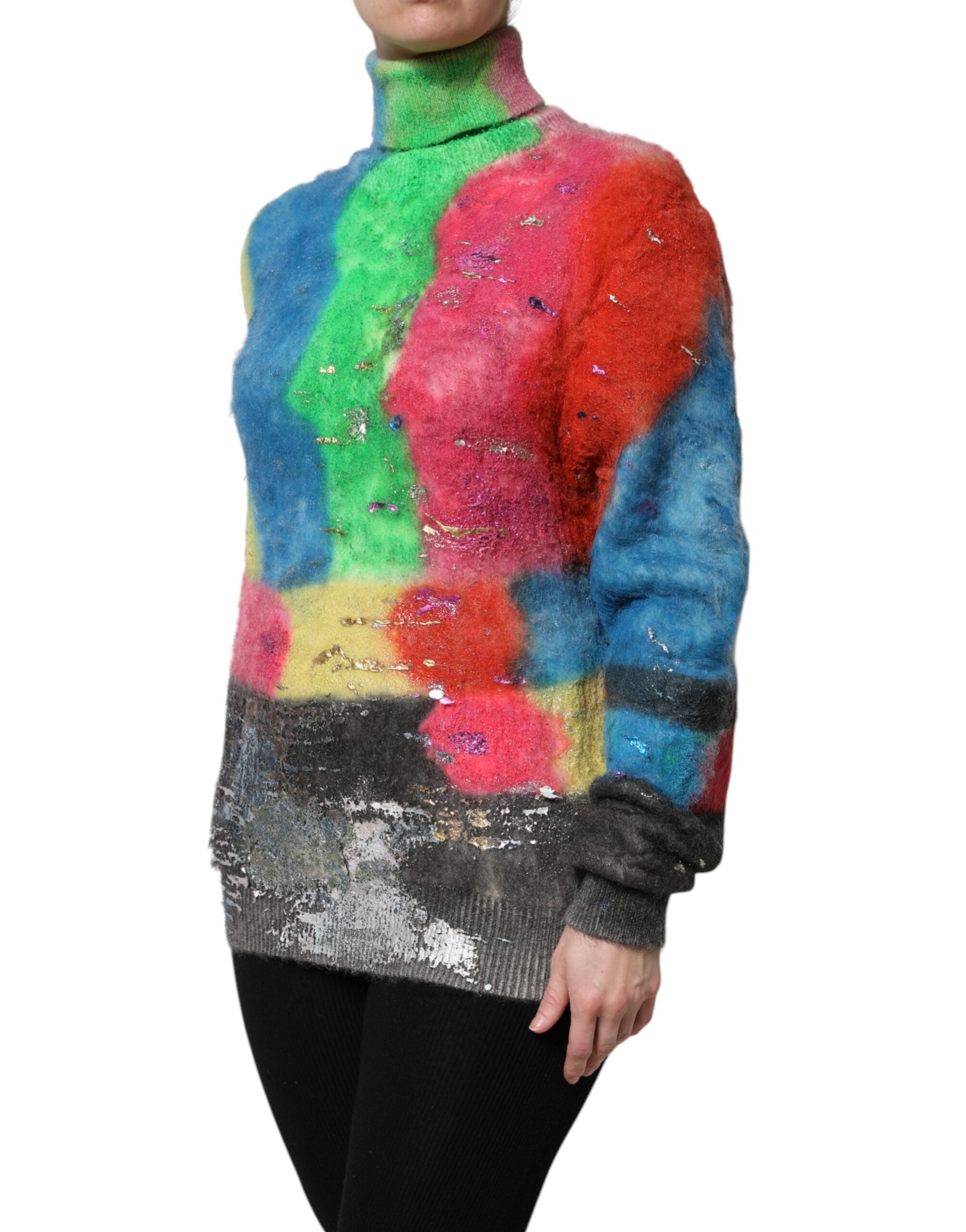 Dolce & Gabbana Multicolor Mohair Turtleneck Pullover Women's Sweater