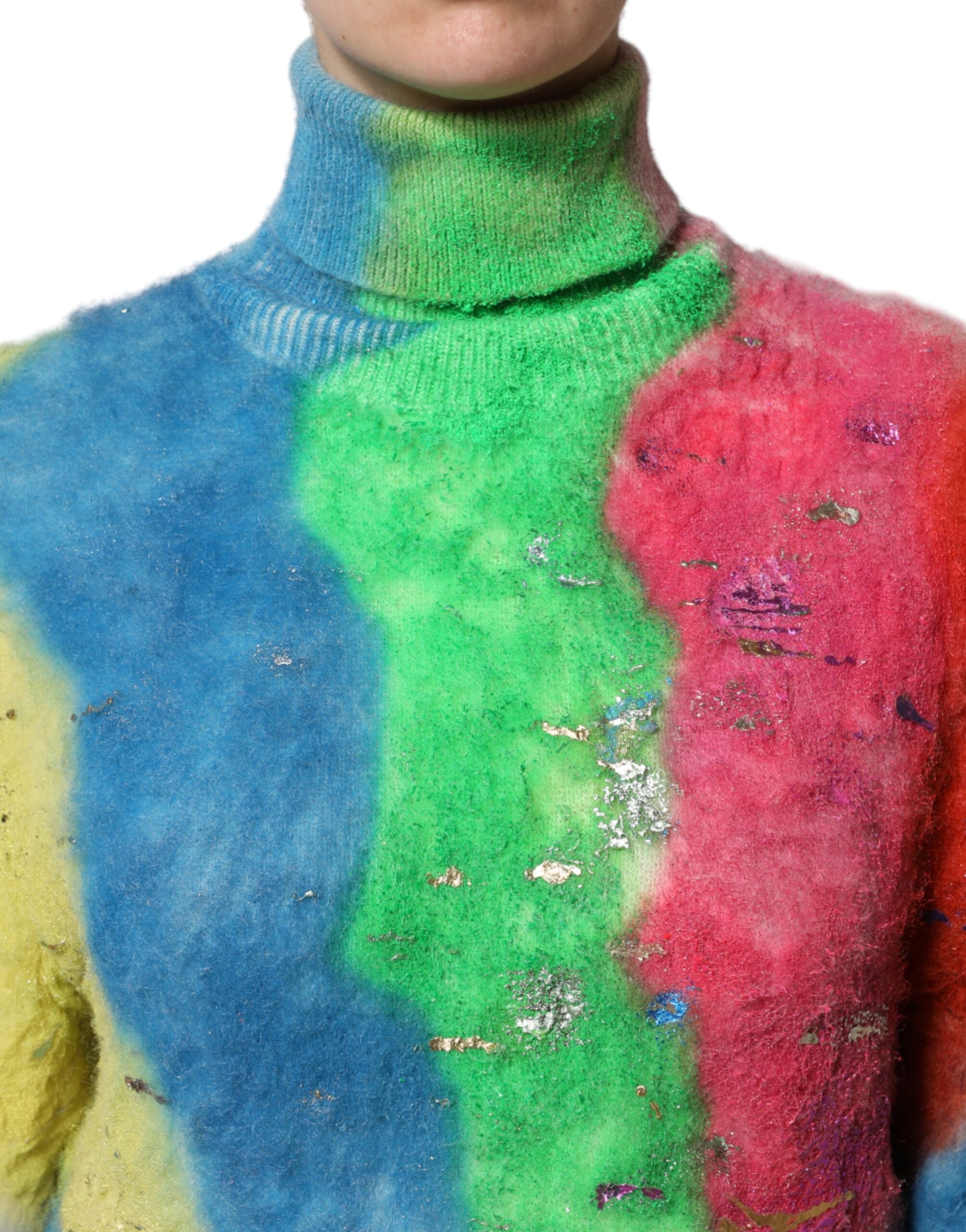 Dolce & Gabbana Multicolor Mohair Turtleneck Pullover Women's Sweater