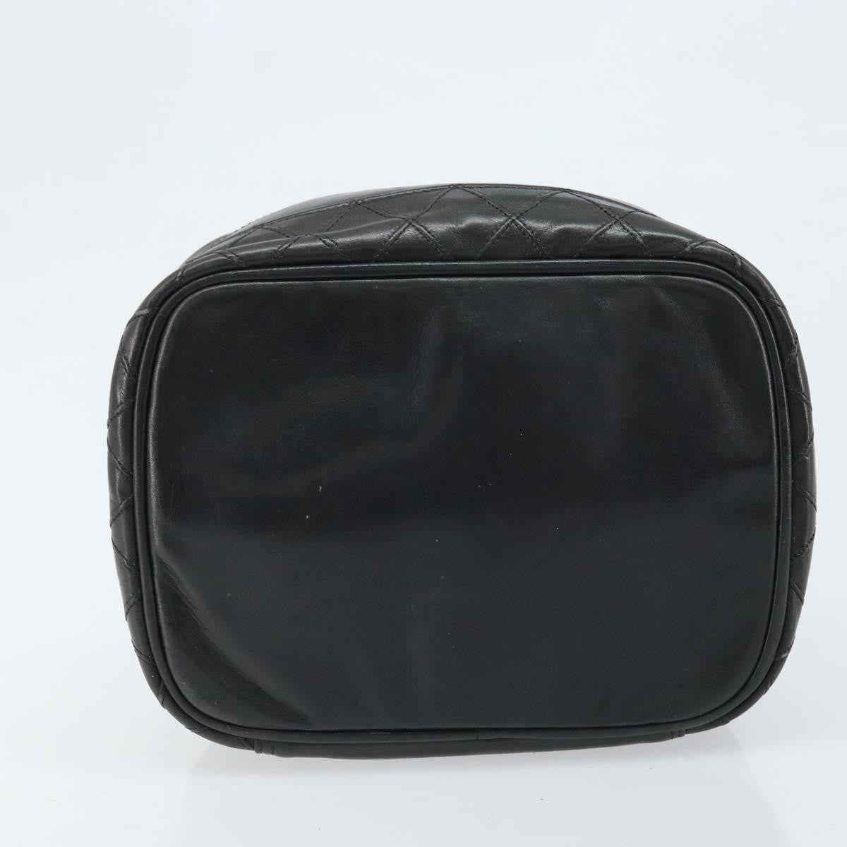 Chanel Vintage Cosmetic Case Lambskin Black Leather Clutche & Pouche Bag (Pre-Owned)