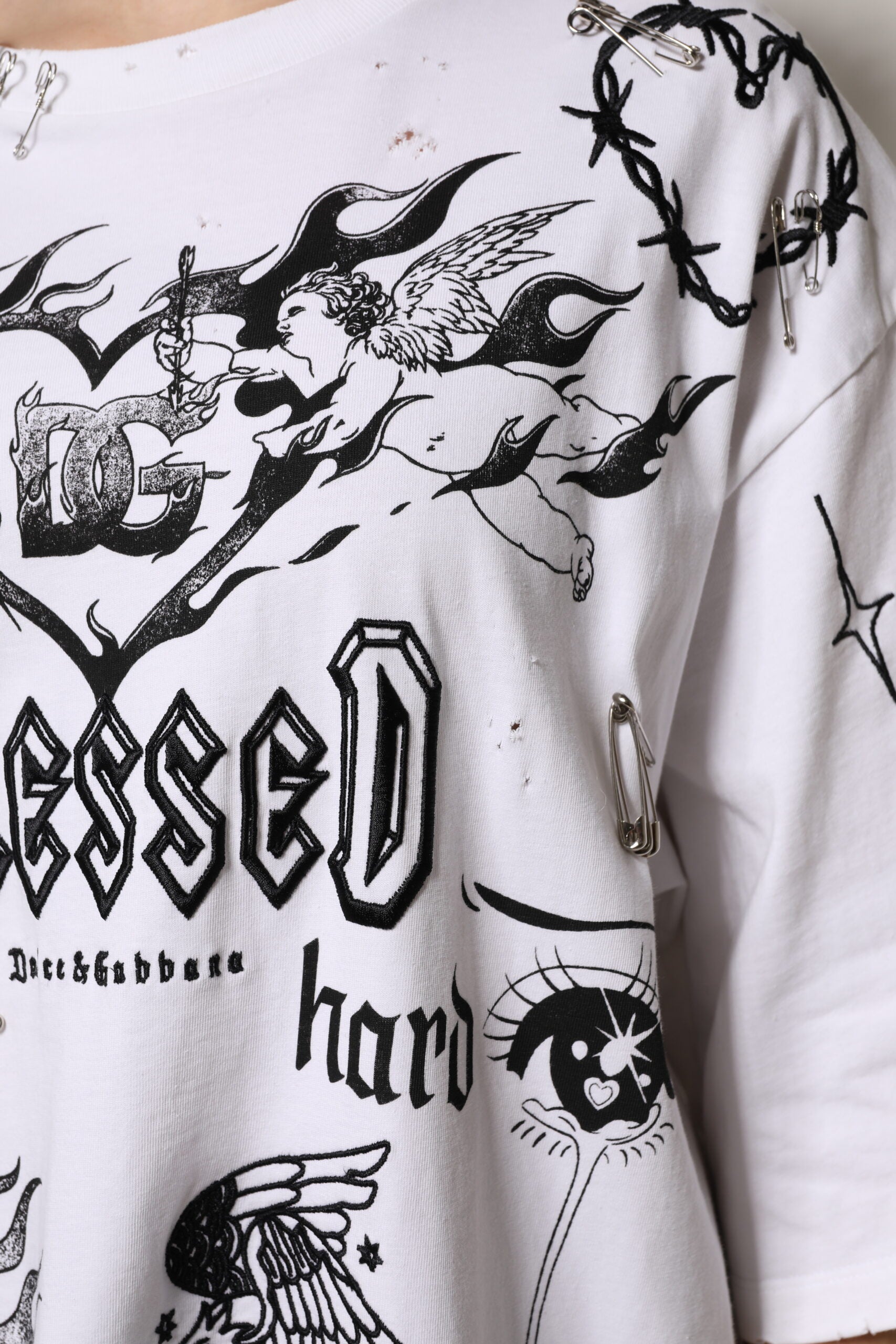 Dolce & Gabbana White Cotton DG BLESSED Printed Women's T-shirt
