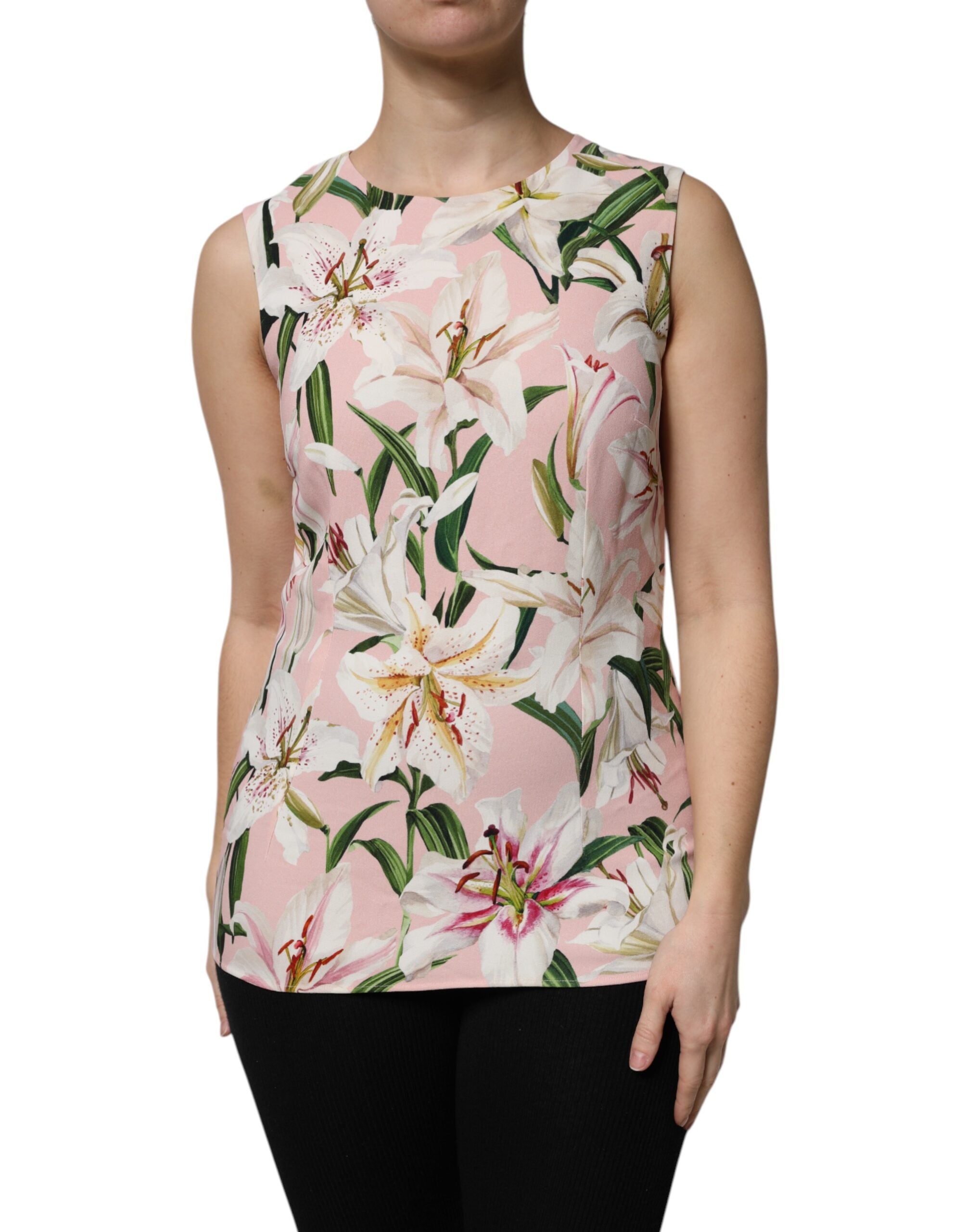 Dolce & Gabbana Multicolor Floral Print Round Neck Tank Women's Top