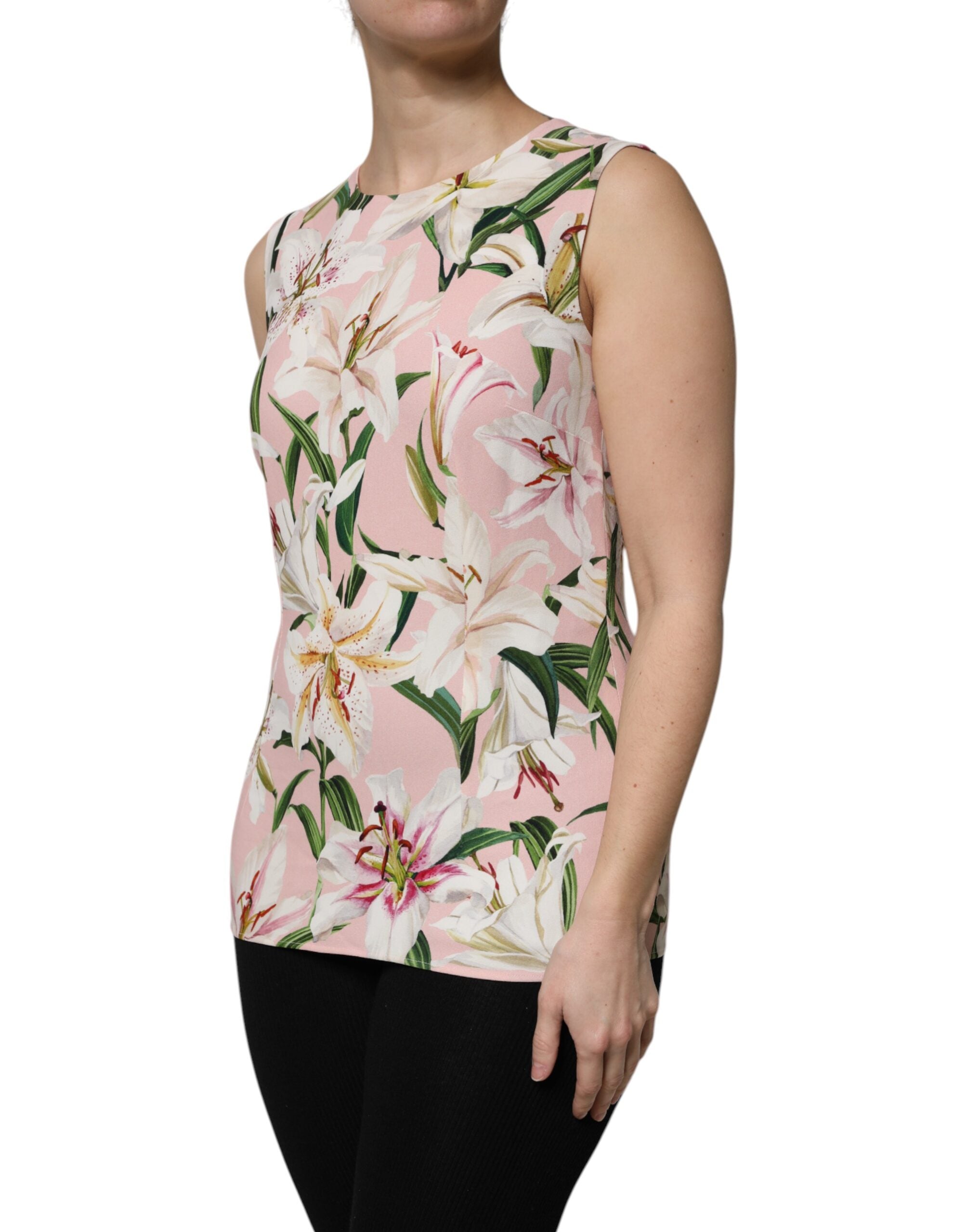 Dolce & Gabbana Multicolor Floral Print Round Neck Tank Women's Top