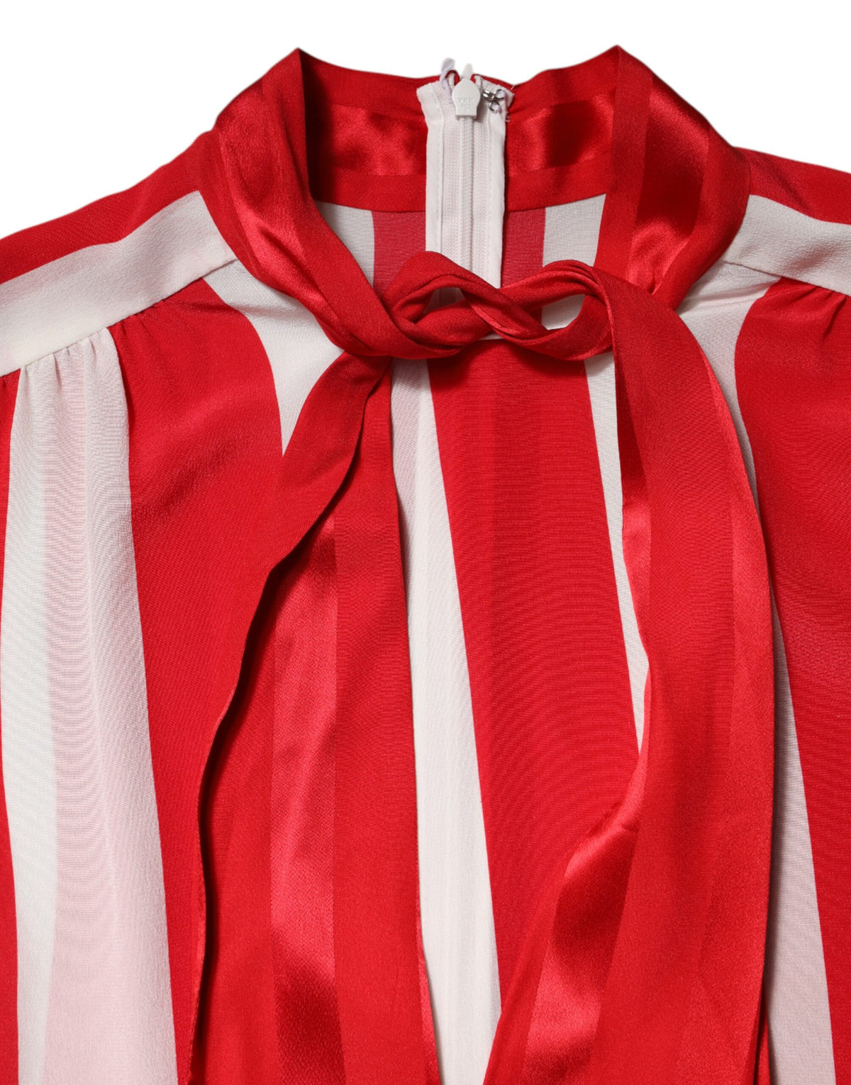Dolce & Gabbana Red White Stripes Ascot Collar Blouse Women's Top