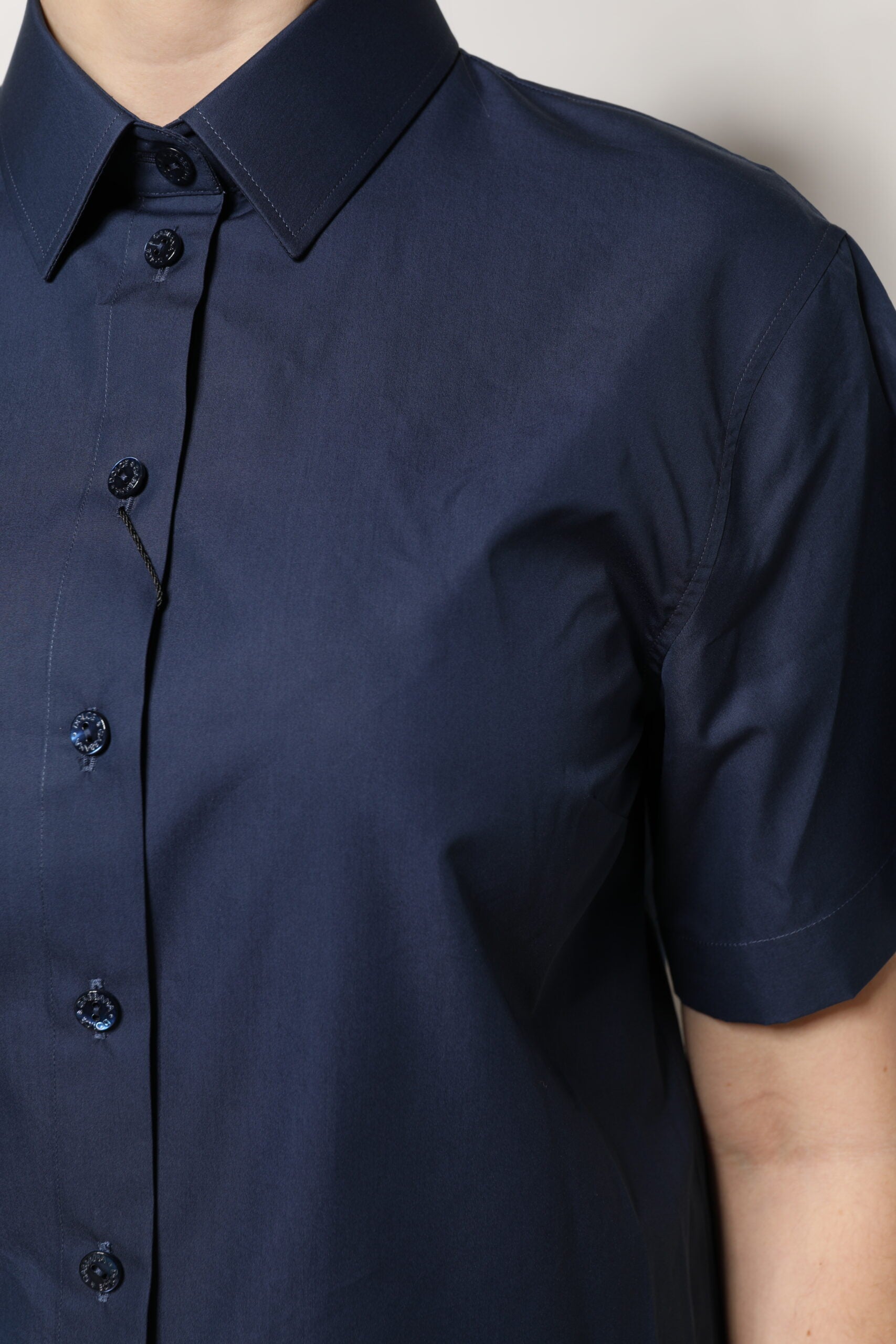 Dolce & Gabbana Blue Cotton Short Sleeves Button Down Women's Top