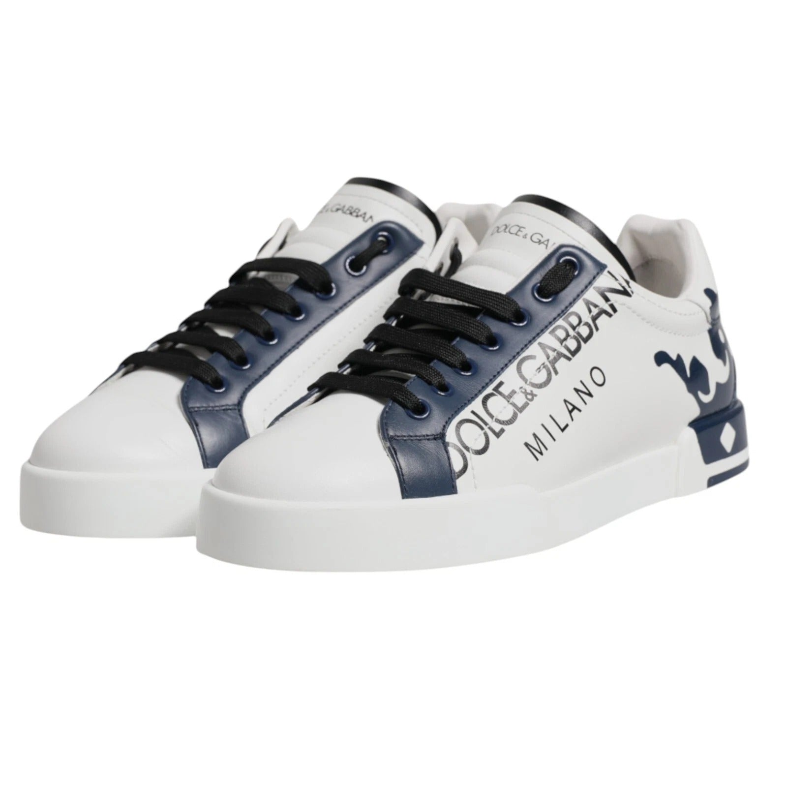 Dolce & Gabbana White Blue Crown Low Top Men Sneakers Men's Shoes (Pre-Owned)