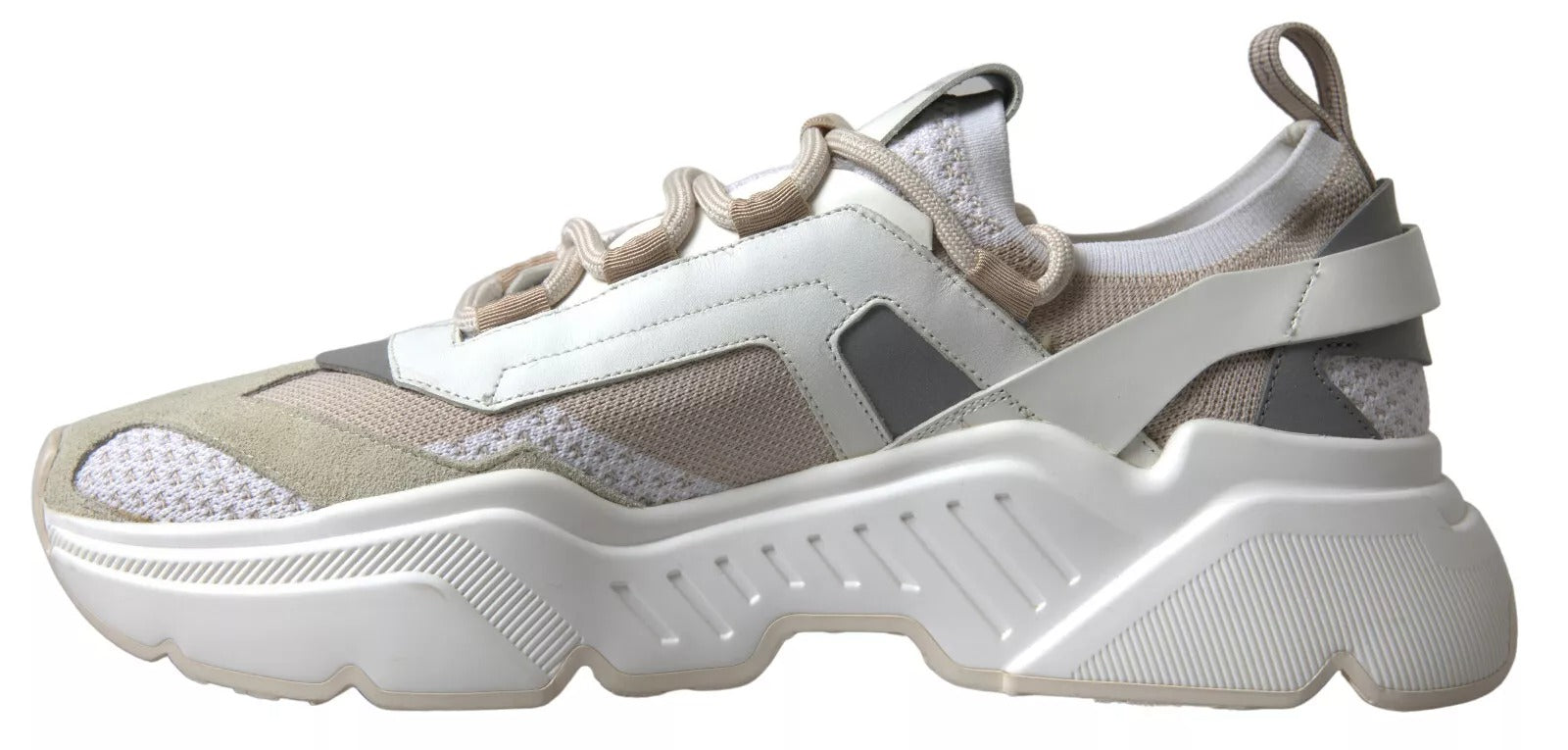 Dolce & Gabbana Sneakers White Beige Leather Sport DAYMASTER Women's Shoes