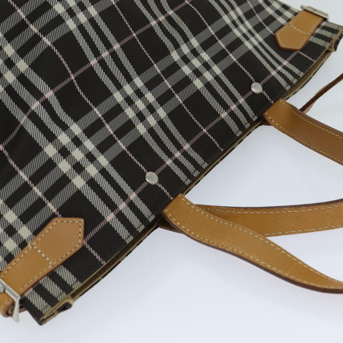 Burberry Nova Check Blue Label Nylon Brown Nylon Tote Bag Bag (Pre-Owned)