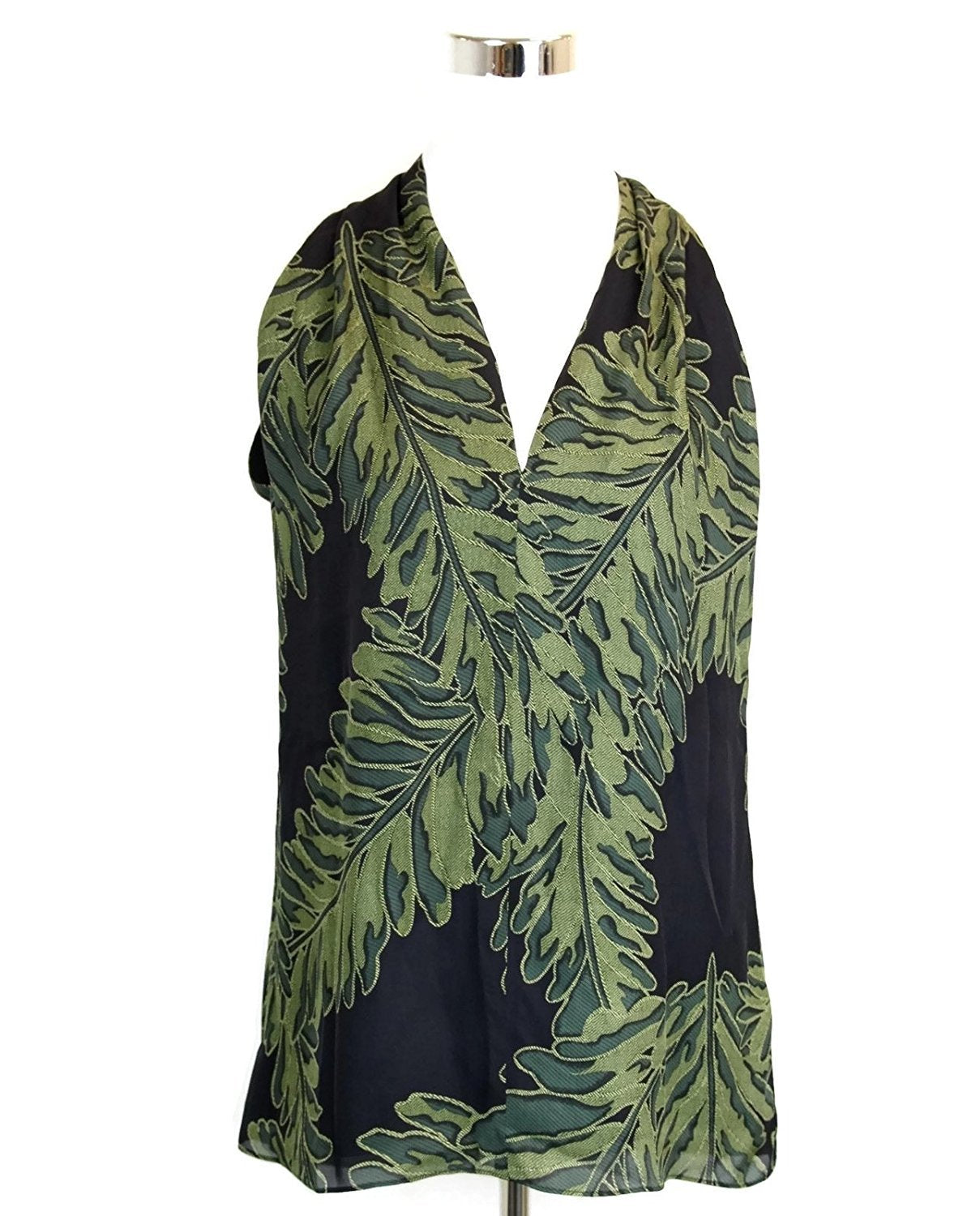 Gucci Women's Green Silk Halter Leaf Printed Top