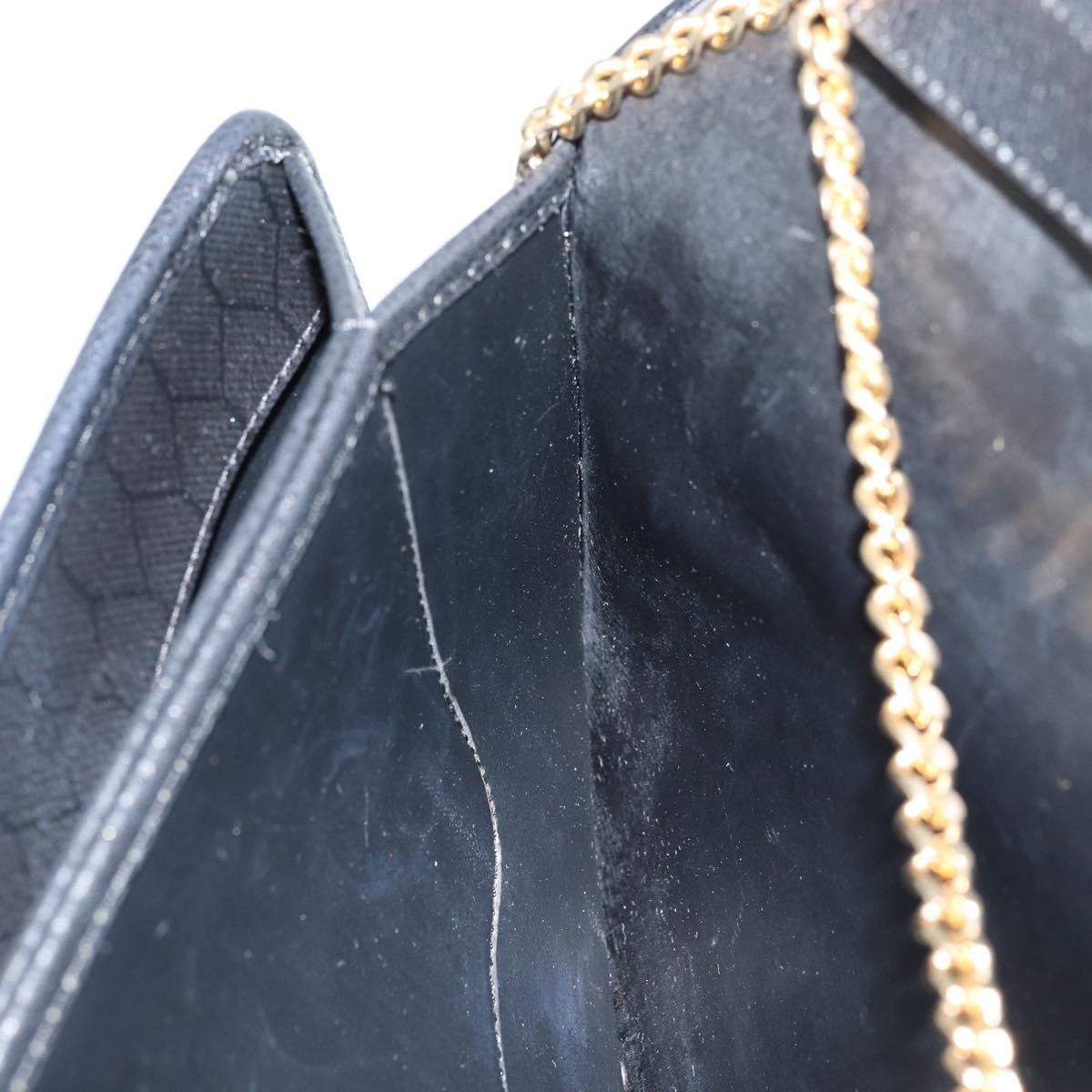 Christian Dior Vintage Honeycomb Chain Canvas Black Canvas Shoulder Bag Bag (Pre-Owned)
