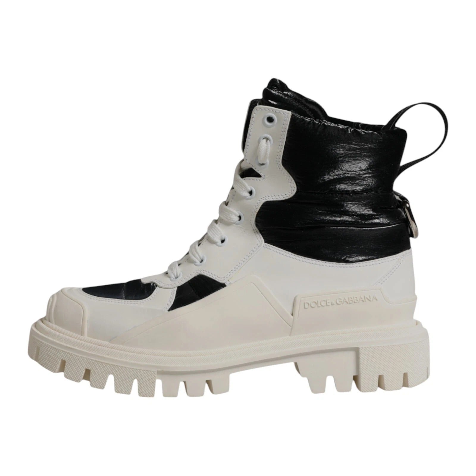 Dolce & Gabbana White Padded Mid Calf Lace Up Boots Women's Shoes (Pre-Owned)