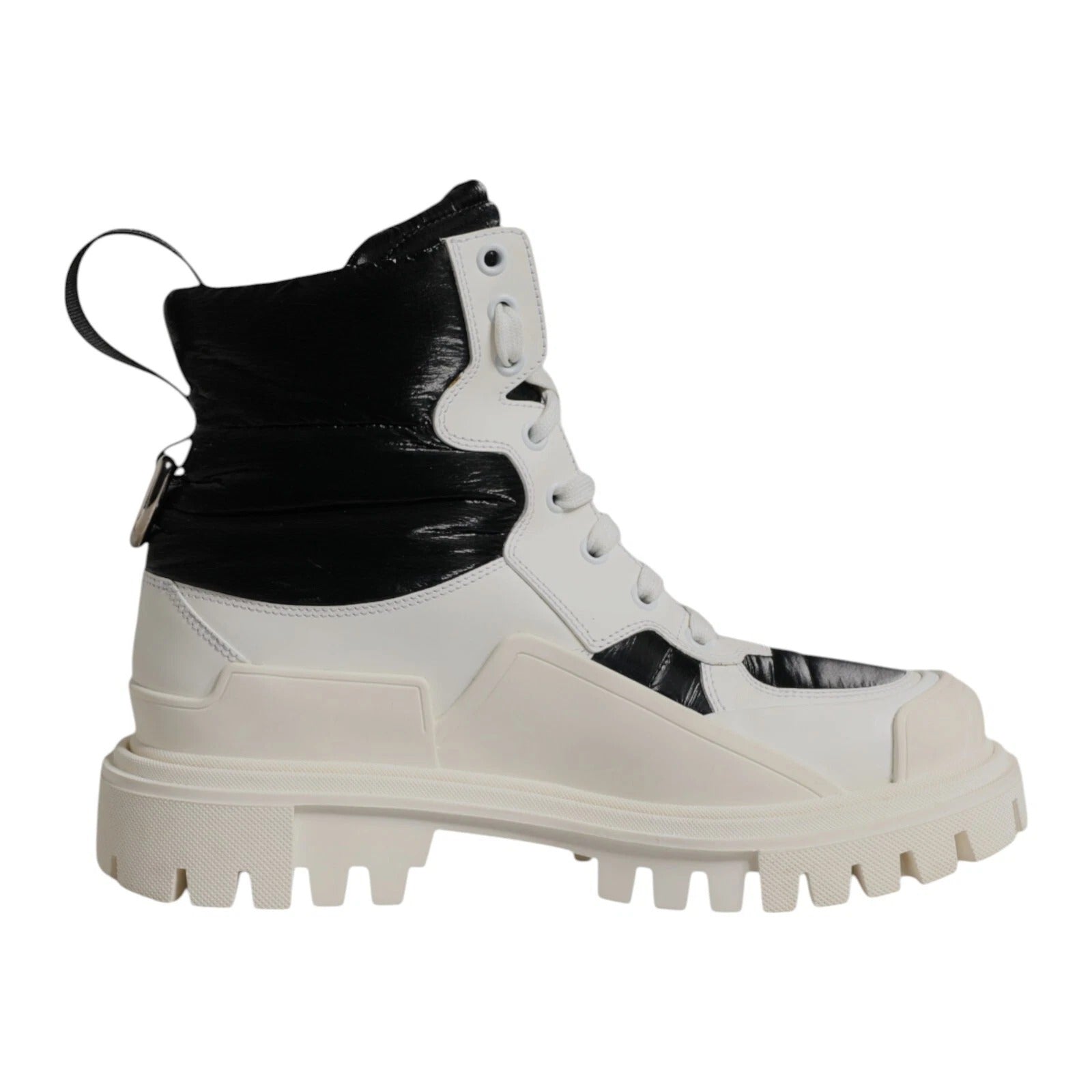 Dolce & Gabbana White Padded Mid Calf Lace Up Boots Women's Shoes (Pre-Owned)