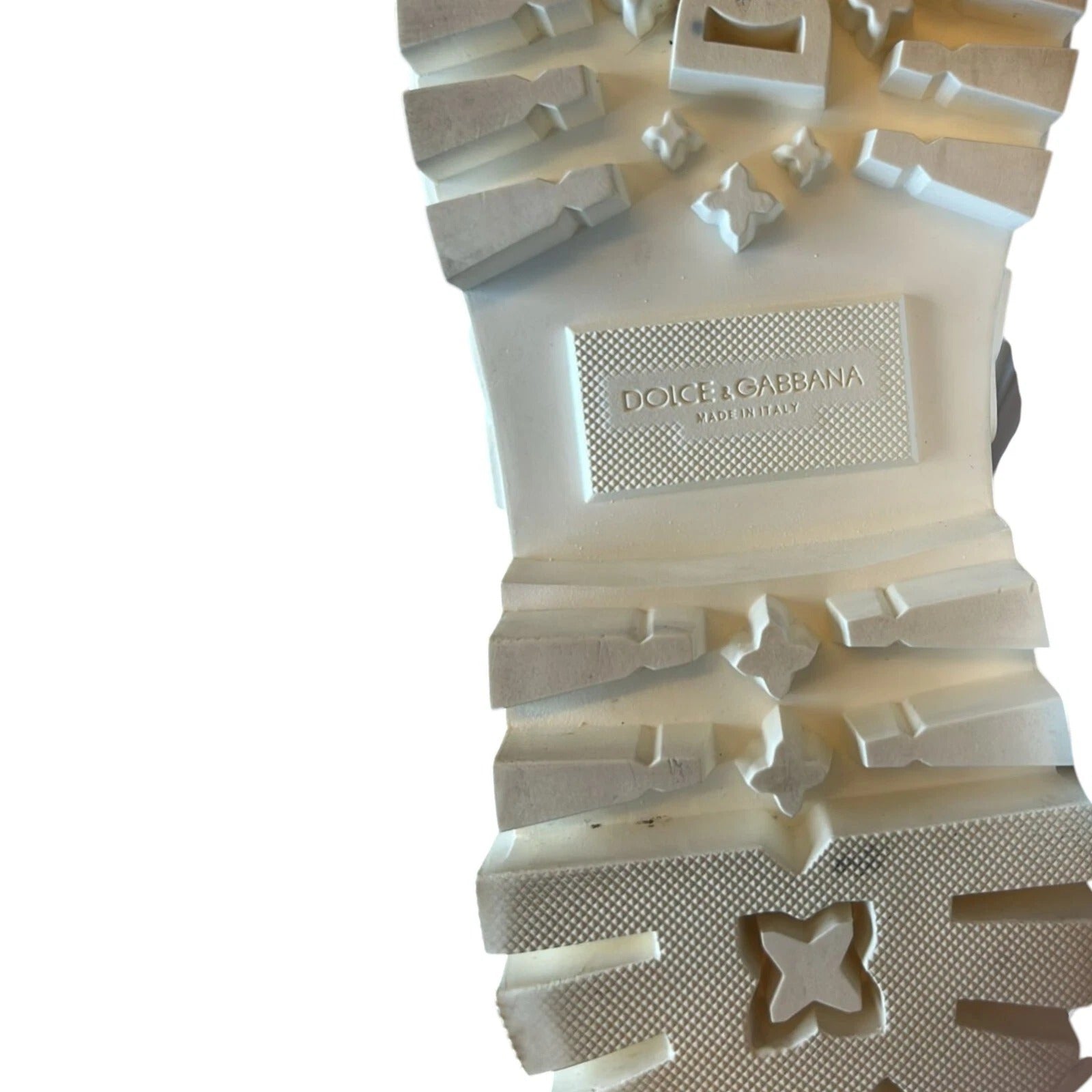 Dolce & Gabbana White Leather Rubber Logo Ankle Boots Women's Shoes (Pre-Owned)