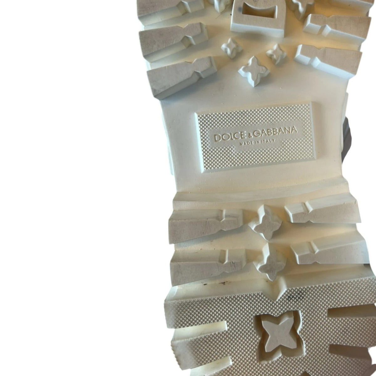 Dolce & Gabbana White Leather Rubber Logo Ankle Boots Women's Shoes (Pre-Owned)