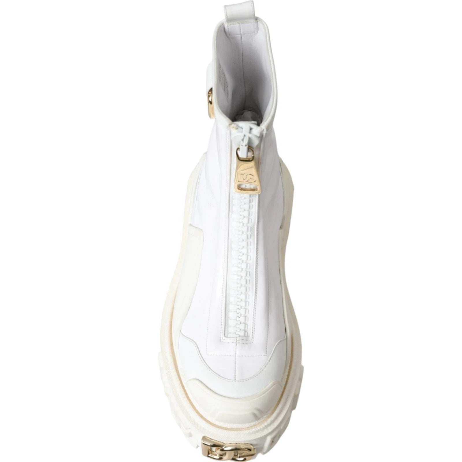Dolce & Gabbana White Leather Rubber Logo Ankle Boots Women's Shoes (Pre-Owned)