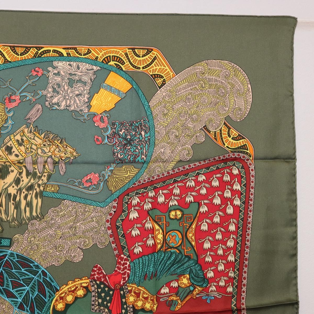 Hermes Carré 90 Silk Multicolor Khaki Silk Scarve & Shawl Accessory (Pre-Owned)