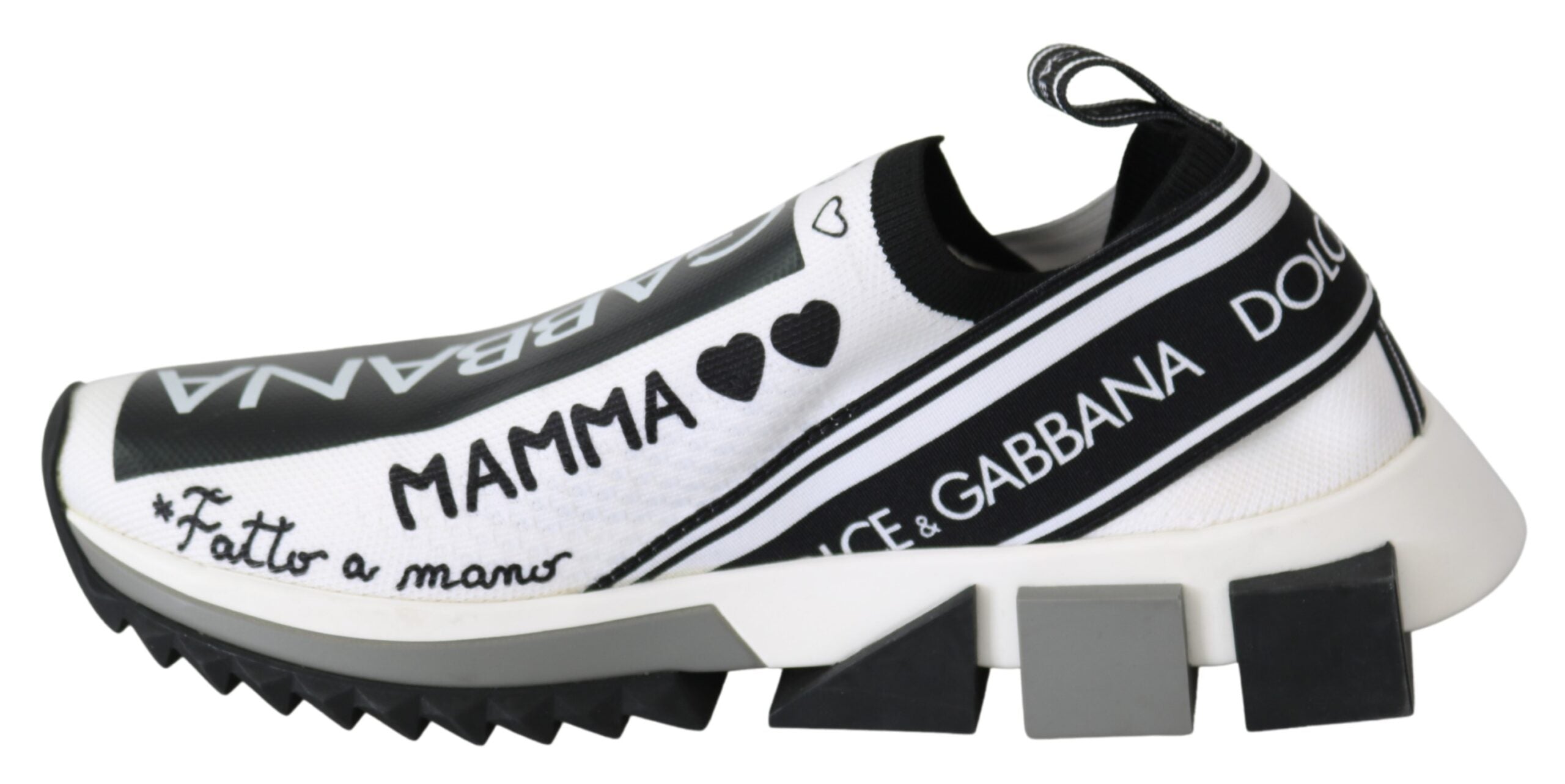 Dolce & Gabbana White Black Slip On Sorrento Women's Sneakers (Pre-Owned)