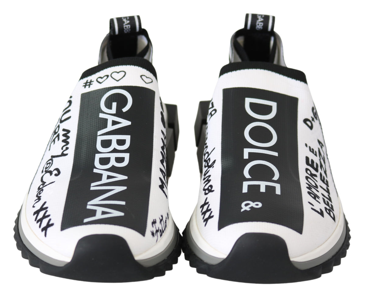 Dolce & Gabbana White Black Slip On Sorrento Women's Sneakers (Pre-Owned)