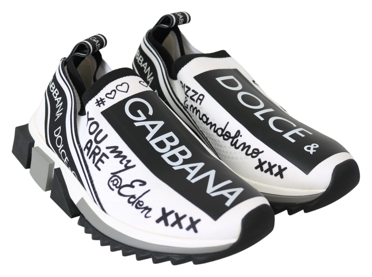 Dolce & Gabbana White Black Slip On Sorrento Women's Sneakers (Pre-Owned)