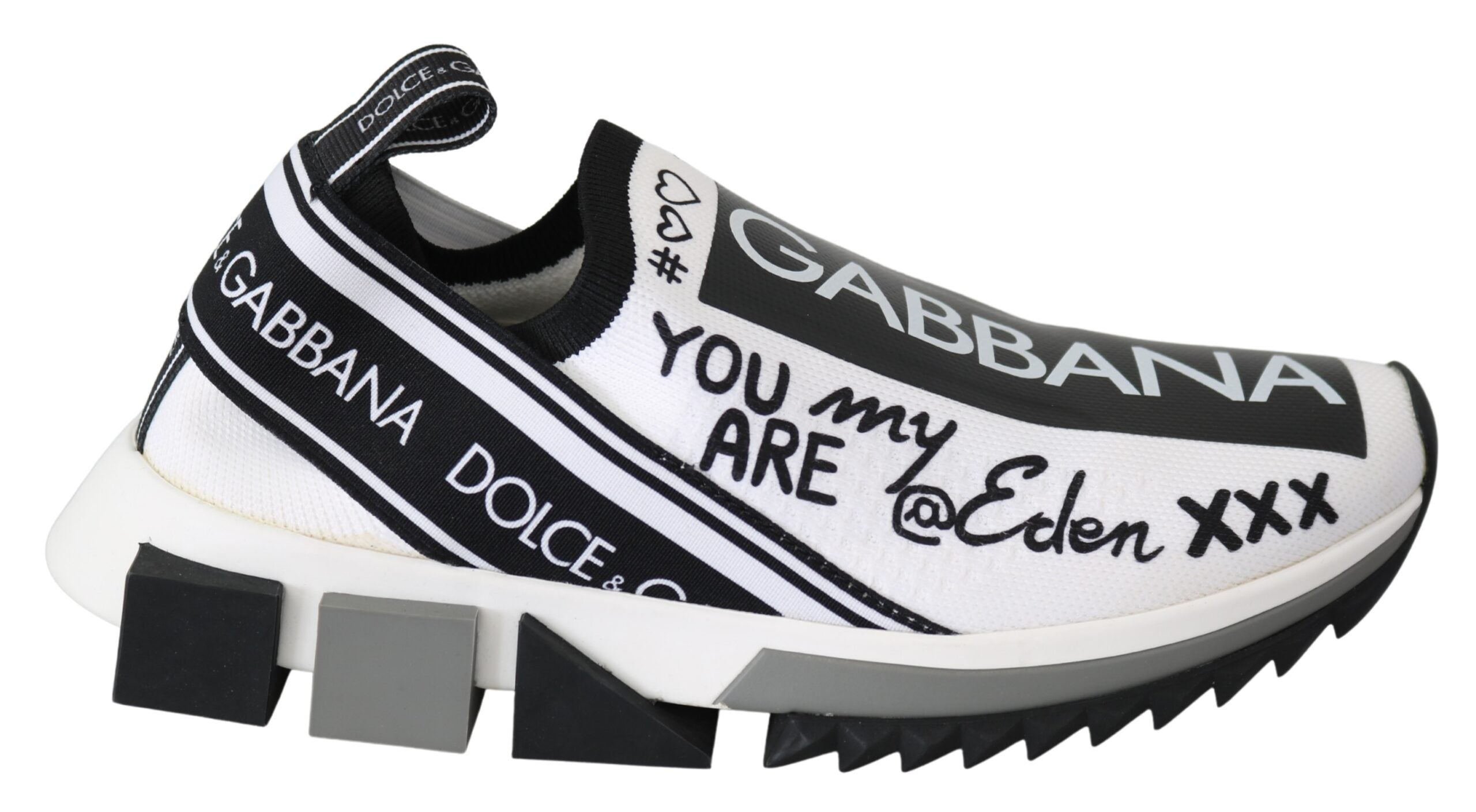 Dolce & Gabbana White Black Slip On Sorrento Women's Sneakers (Pre-Owned)