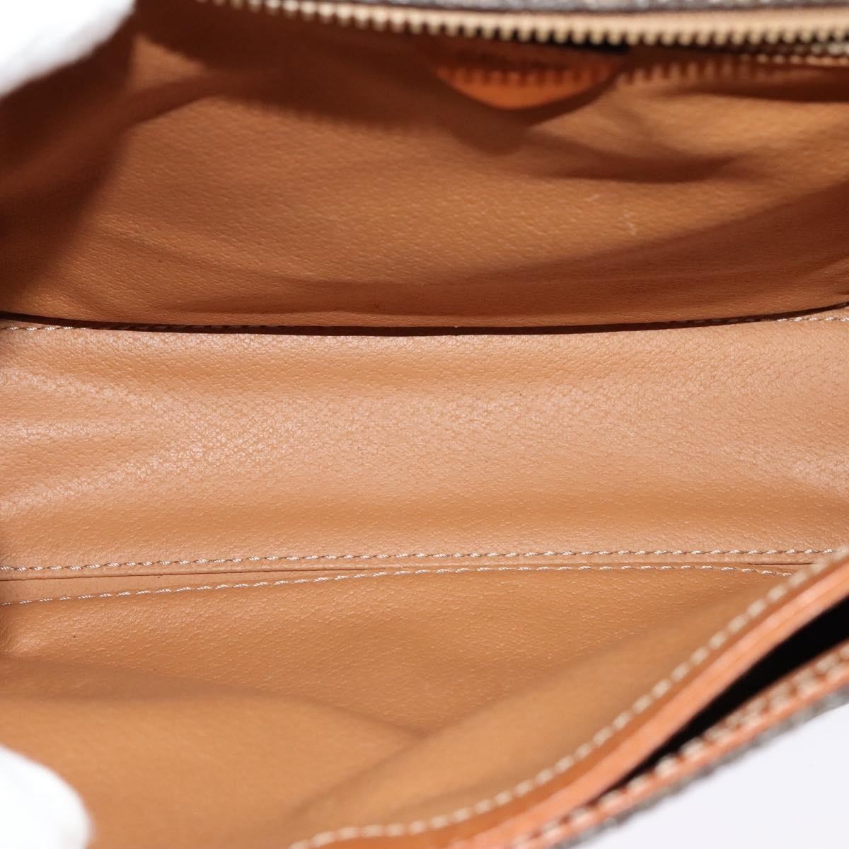 Celine Vintage Macadam Circle Logo Canvas And Leather Brown Canvas Shoulder Bag Bag (Pre-Owned)
